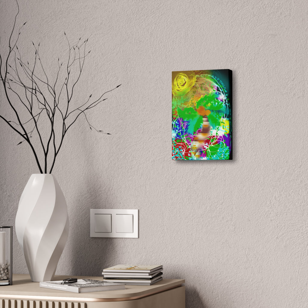 Tropical Abstract Canvas Print — Colorful Palm Tree Wall Art Stretched 1.5"