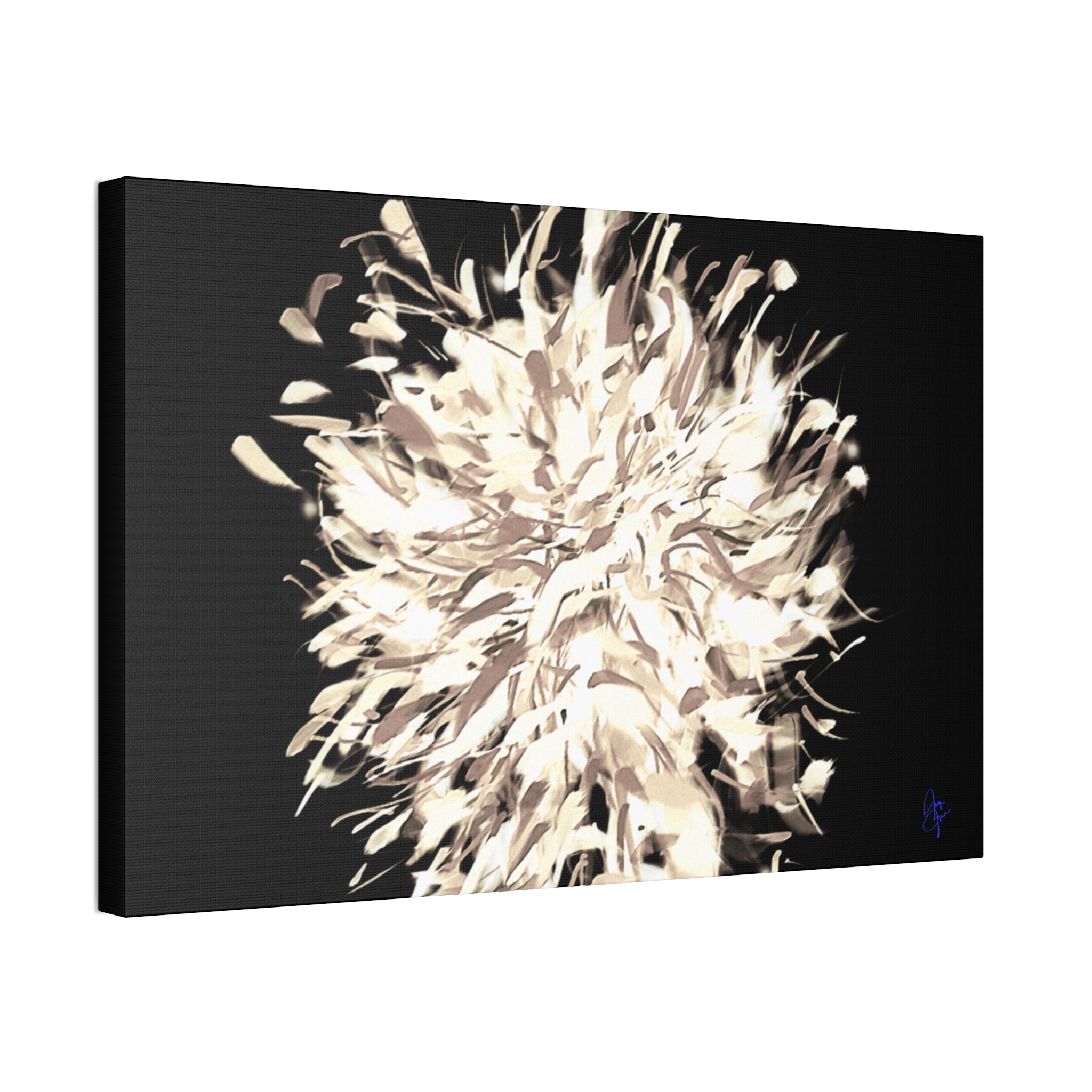 Abstract Floral Canvas Print – Neutral Burst Wall Art, Stretched 1.5"
