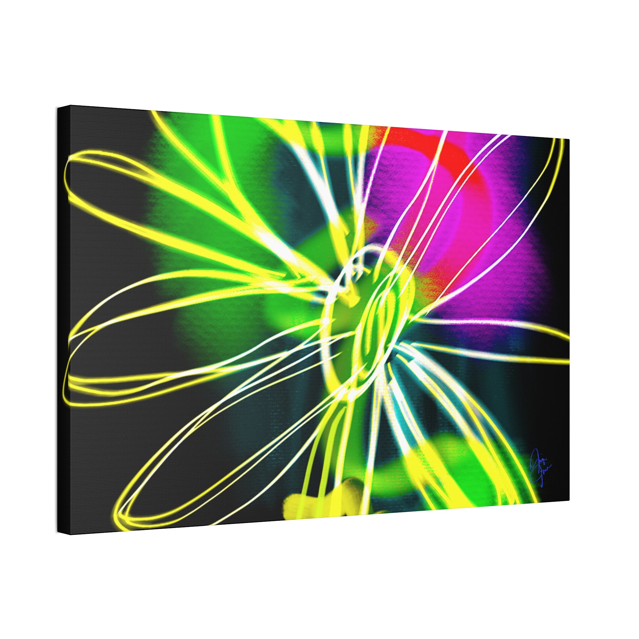 Neon Bloom Canvas Print — Abstract Floral Wall Art (Stretched 1.5")