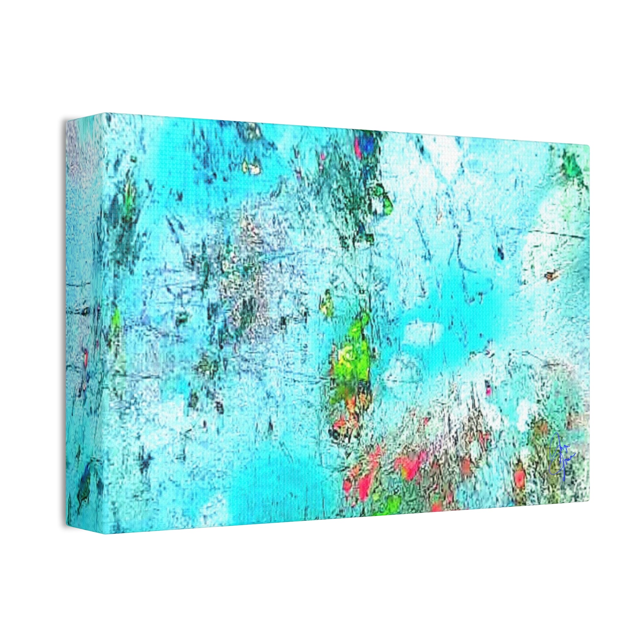 Abstract Aqua Texture Canvas
