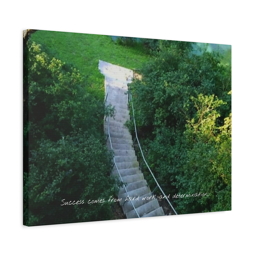 Motivational Wall Canvas — “Success Comes From Hard Work and Dedication” Matte Stretched Print
