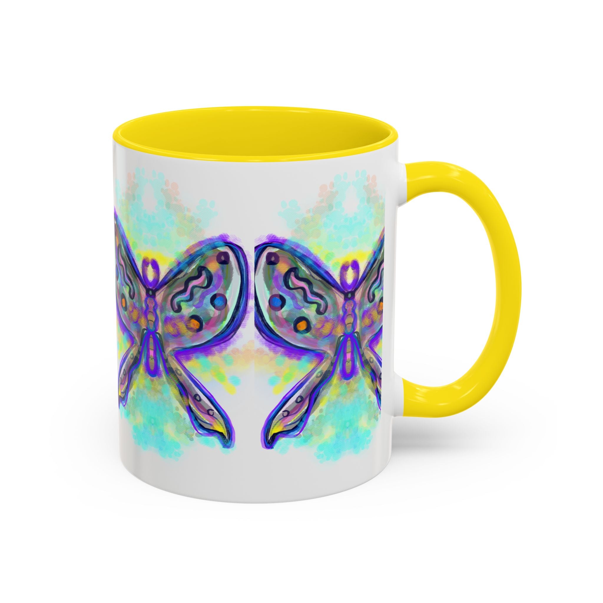 Butterfly Accent Coffee Mug — Colorful Watercolor Butterfly Design (11/15oz)