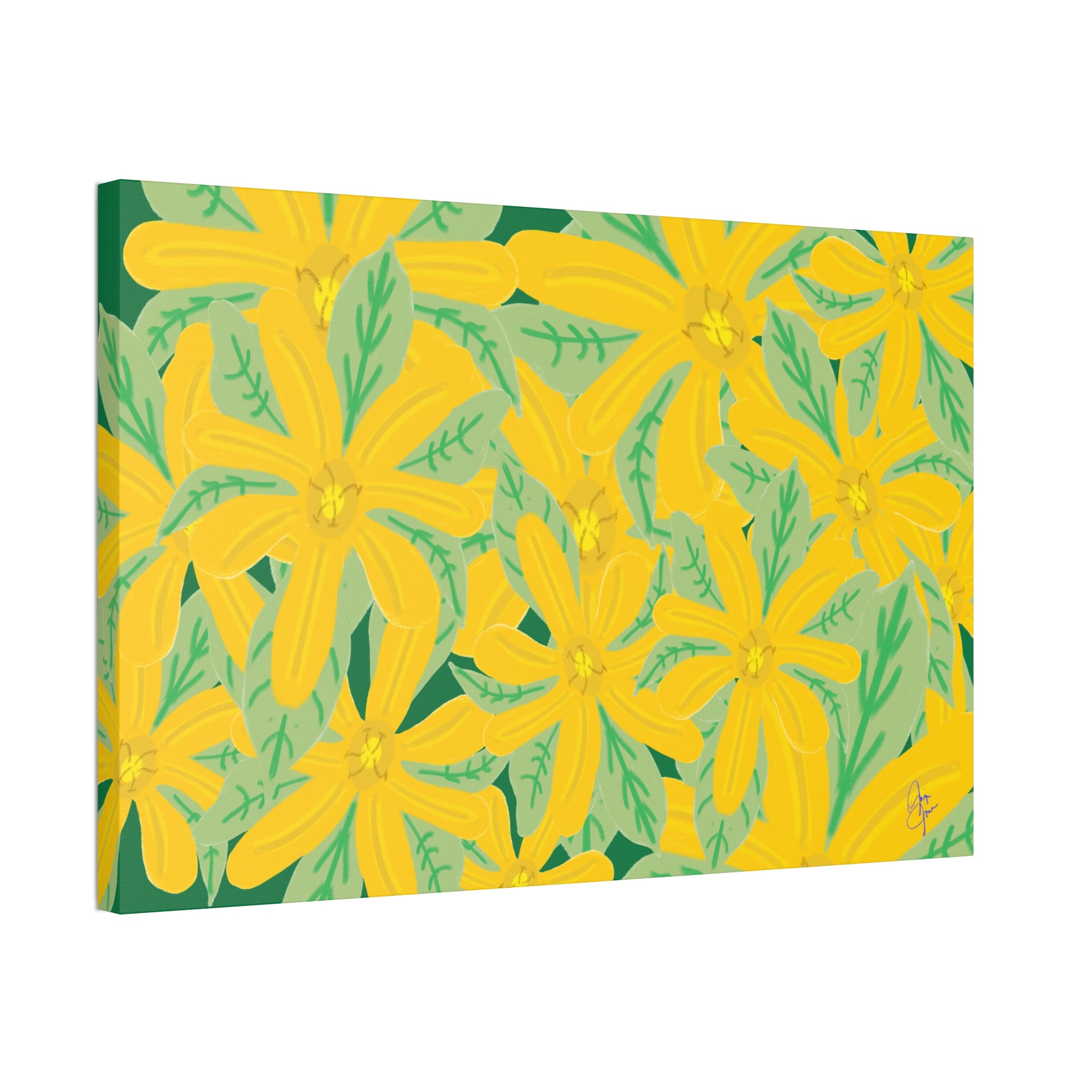 Yellow Daisy Canvas Wall Art — Bright Floral Stretched Canvas (1.5" Depth)