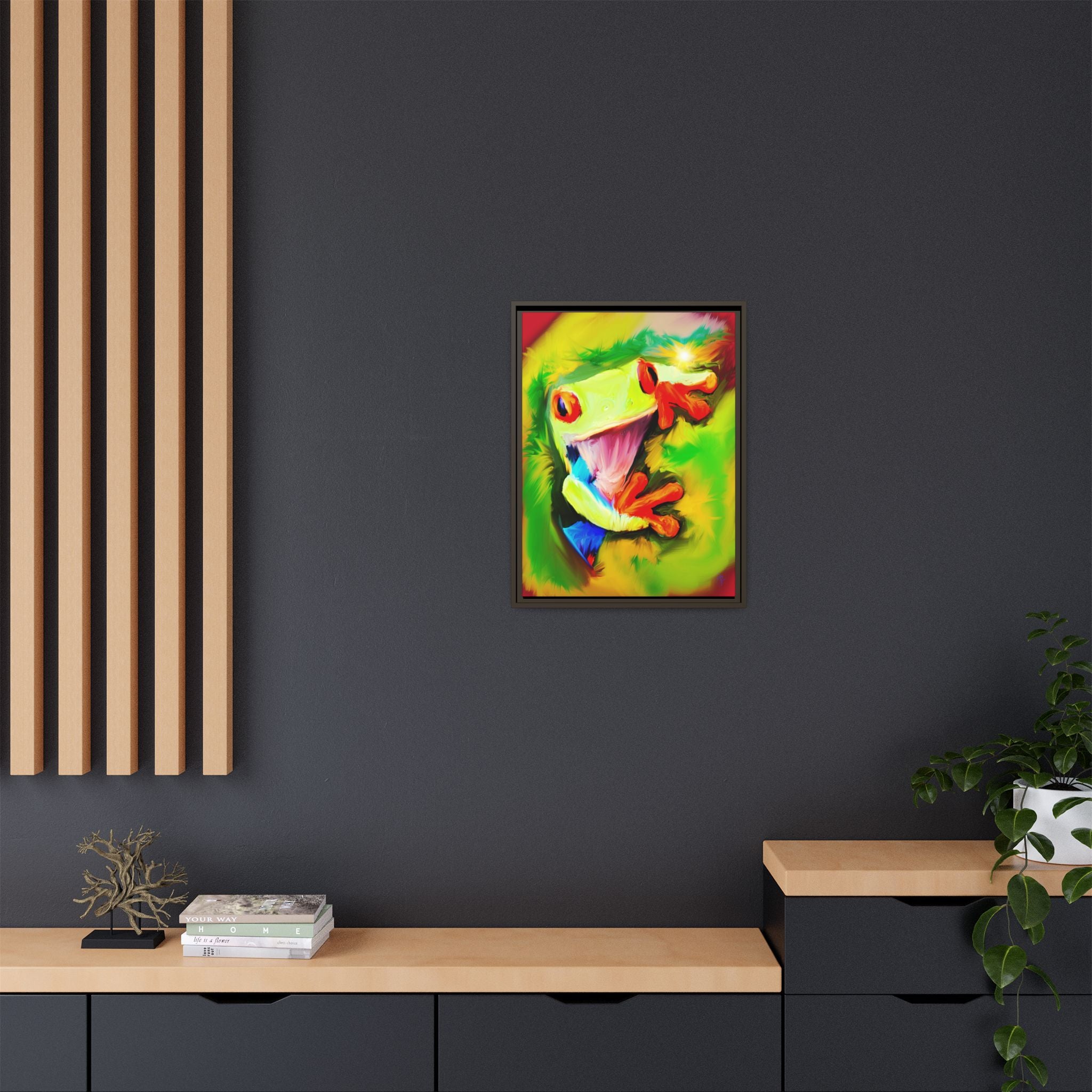 Colorful Tree Frog Matte Canvas Print — Framed Tropical Wall Art