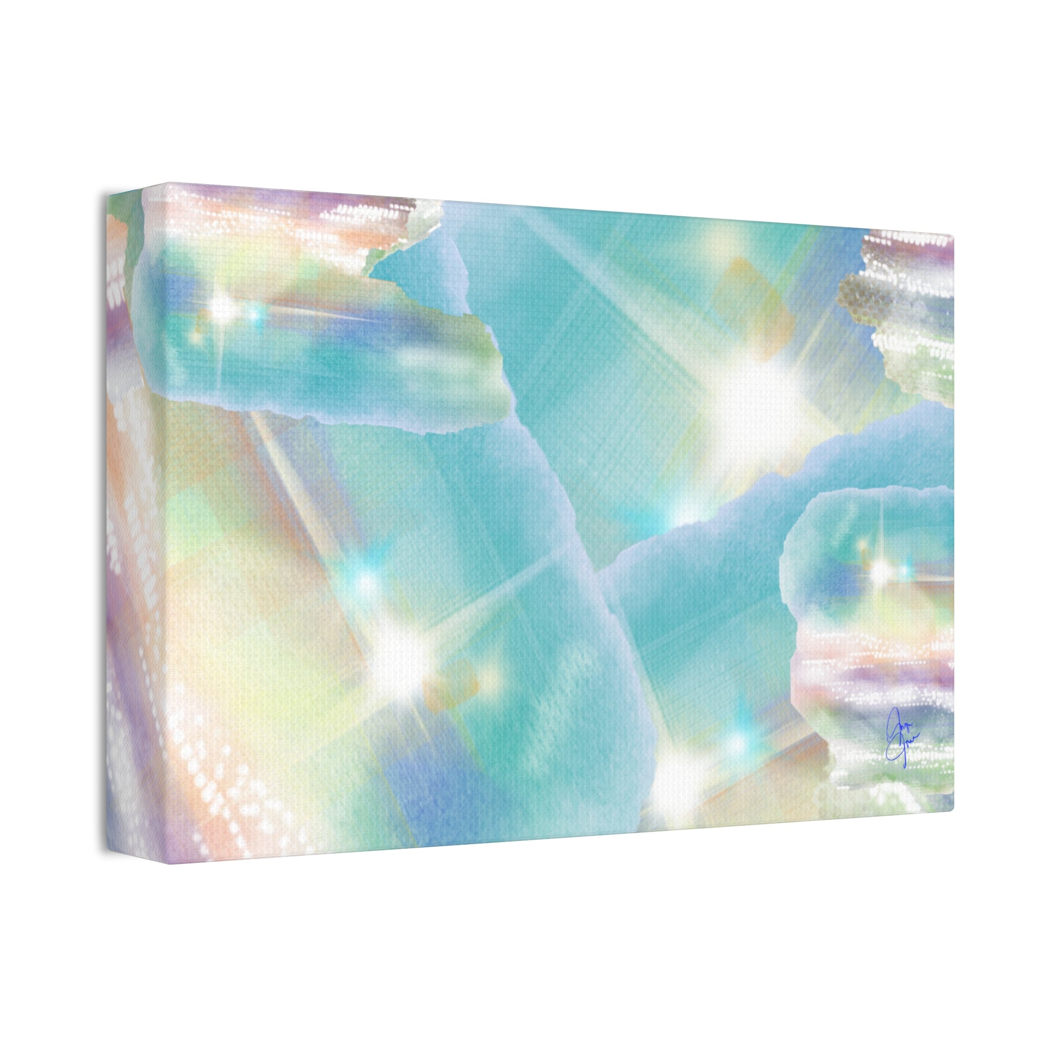 Iridescent Dreamscape Canvas Wall Art — Pastel Sea Glass Abstract