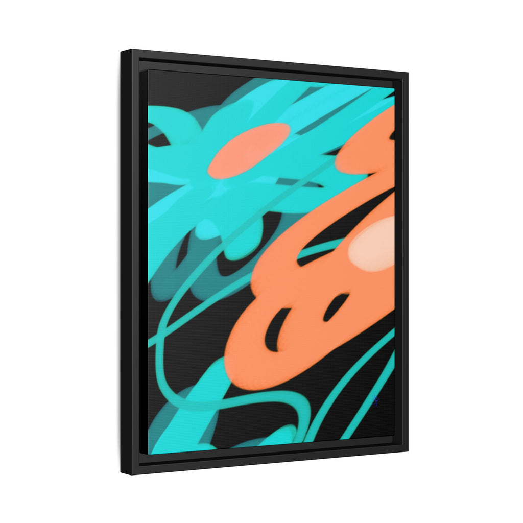 Abstract Teal & Coral Splash Framed Canvas