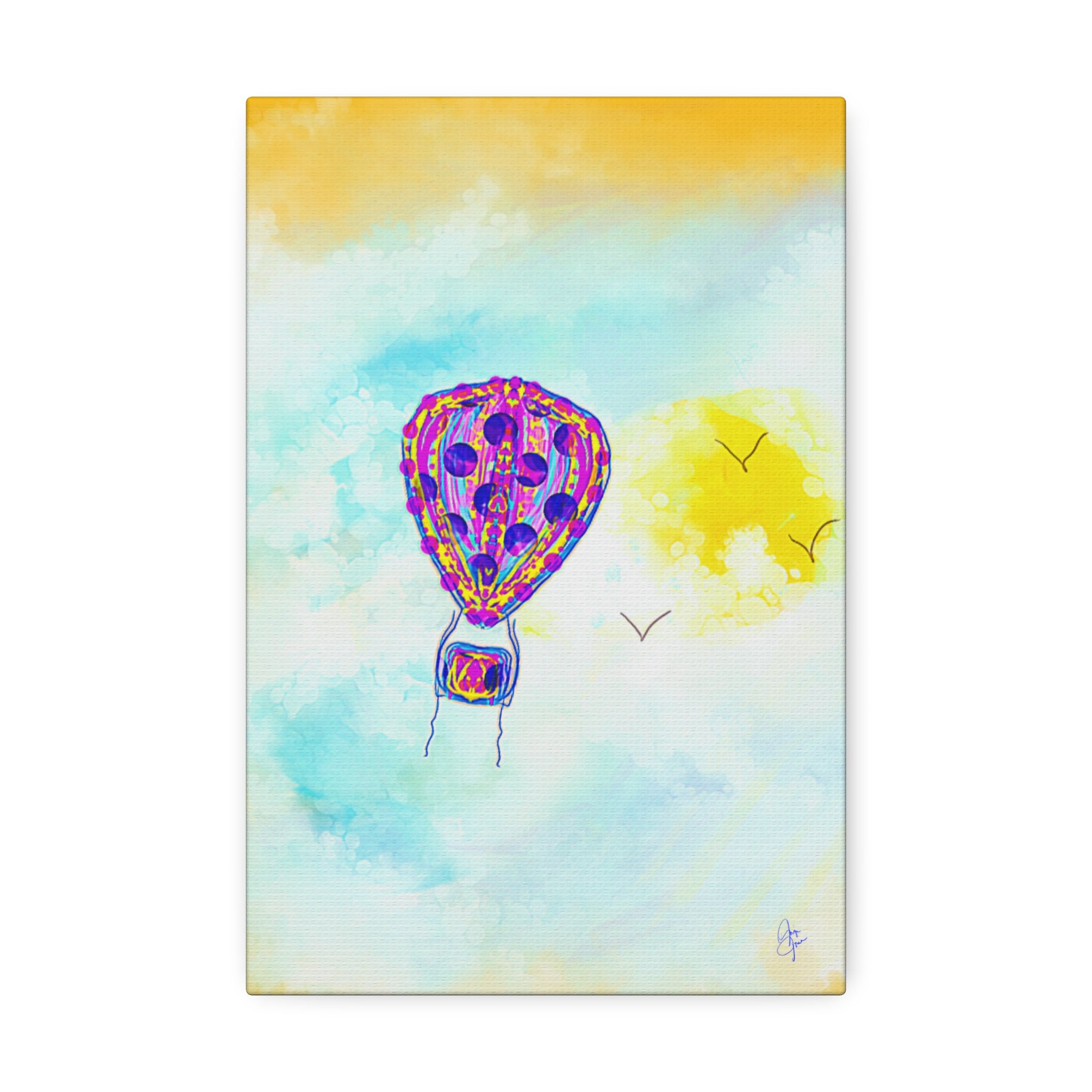 Hot Air Balloon Canvas Art – Whimsical Sunshine Nursery Wall Décor (Stretched Canvas)