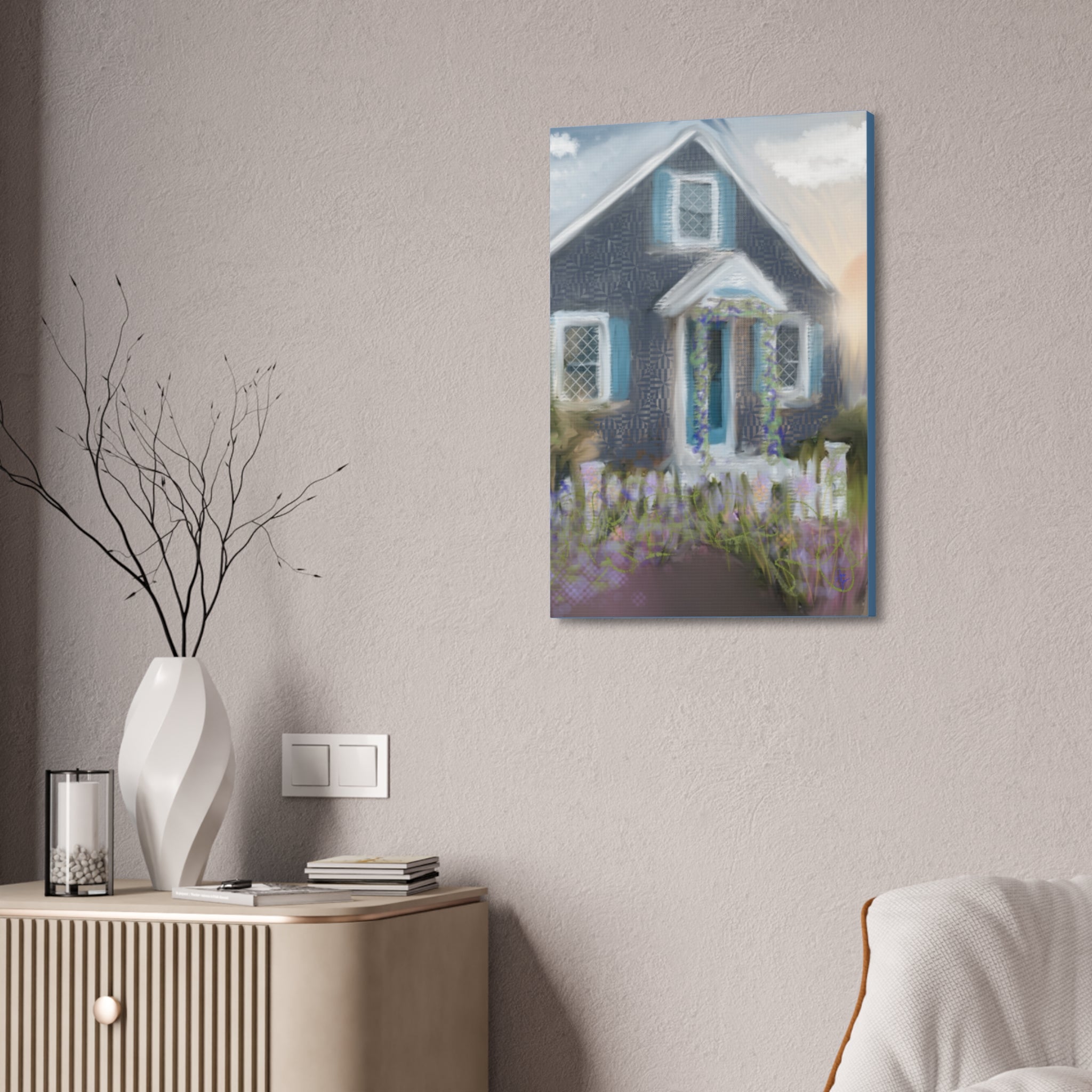 Coastal Cottage Garden Canvas Print — Stretched 1.5" Wall Art