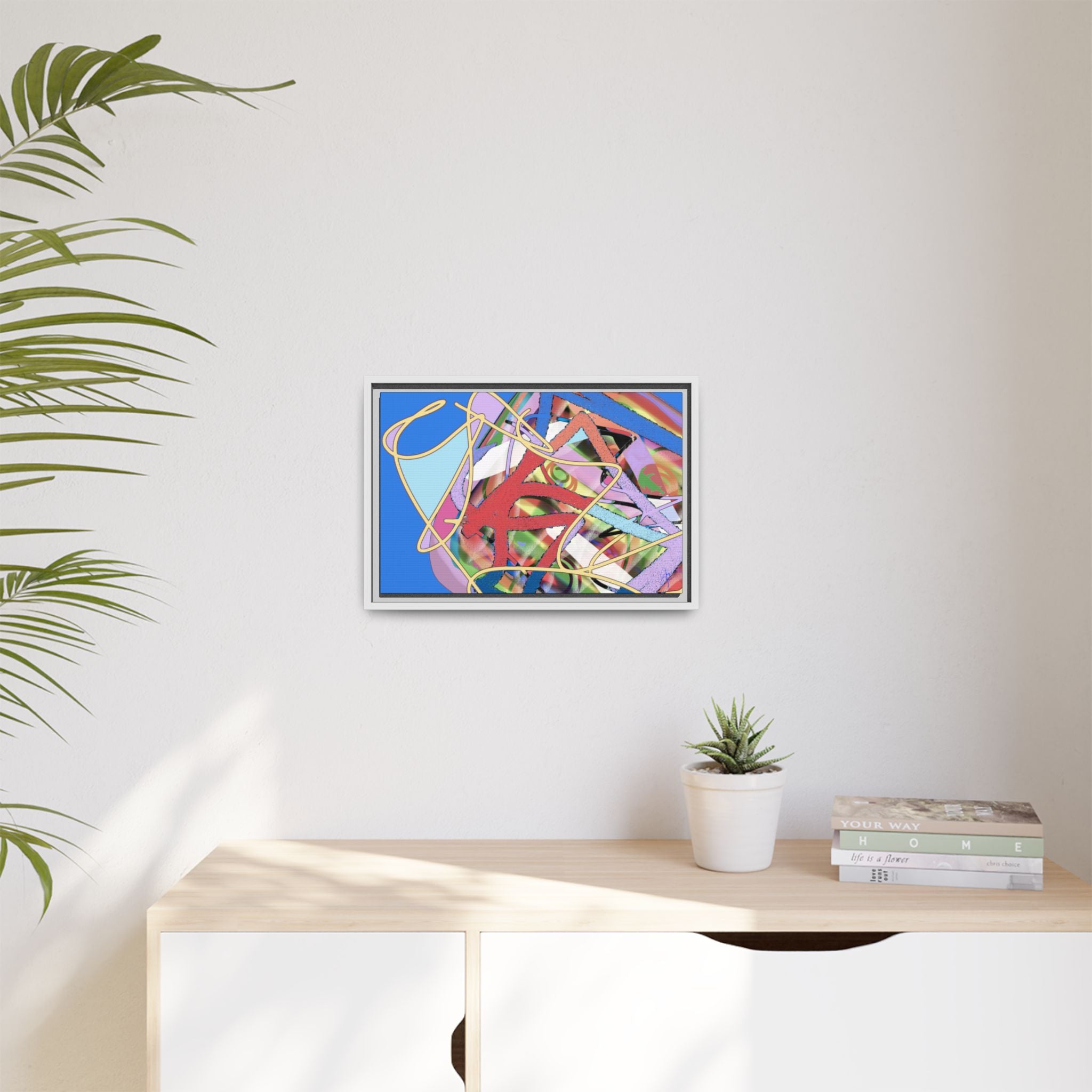 Abstract Multi‑Color Framed Canvas Art – Vibrant Modern Wall Decor