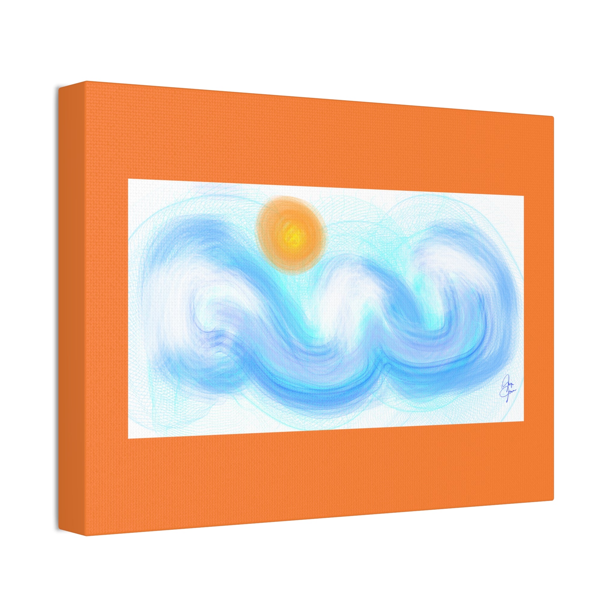 Abstract Ocean Wave Canvas — Turquoise Stretched Wall Art
