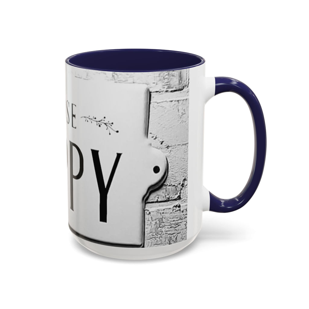 Choose Happy Accent Coffee Mug – Inspirational Black & White Ceramic Mug (11/15oz)