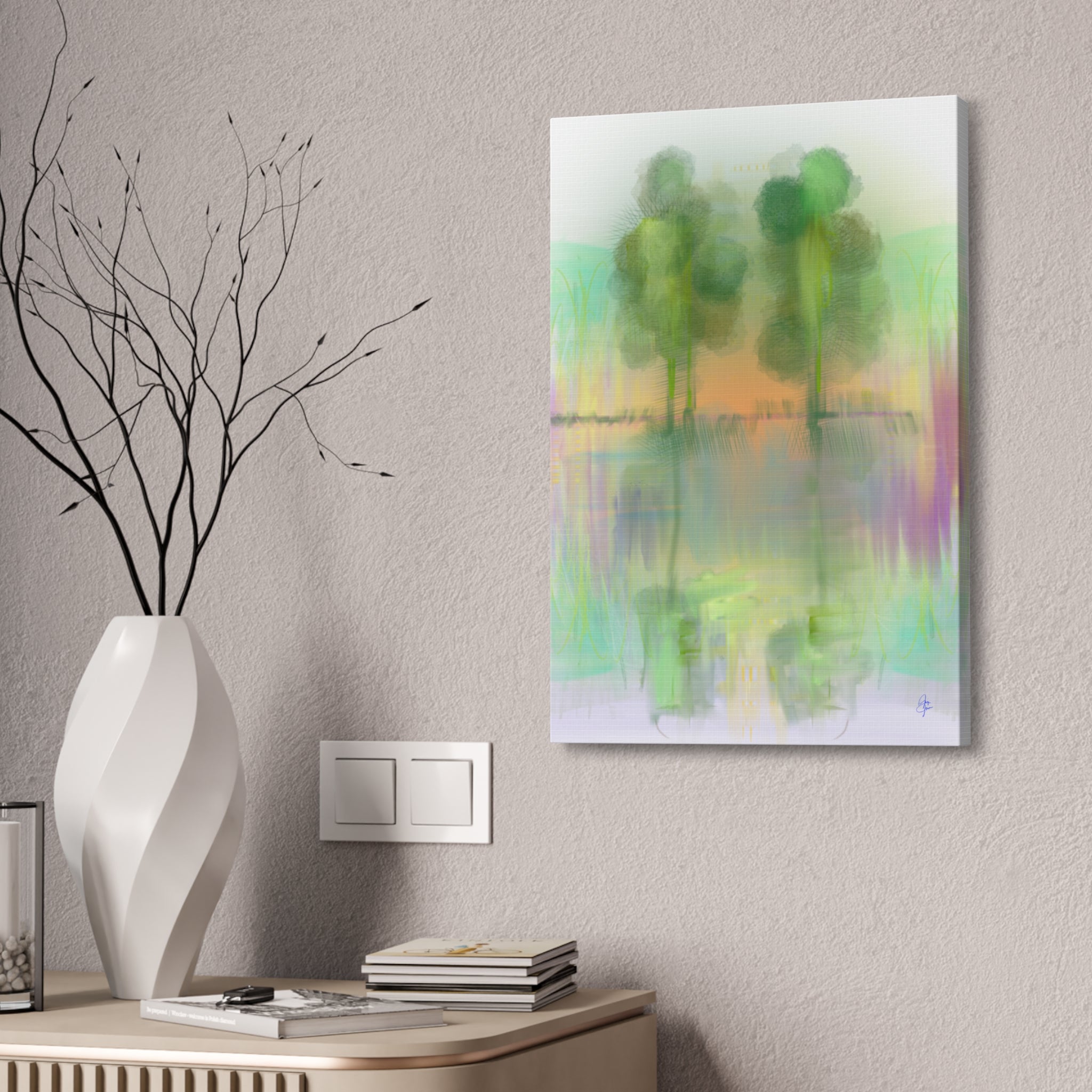 Serene Pastel Trees Canvas Print — Stretched 1.5"