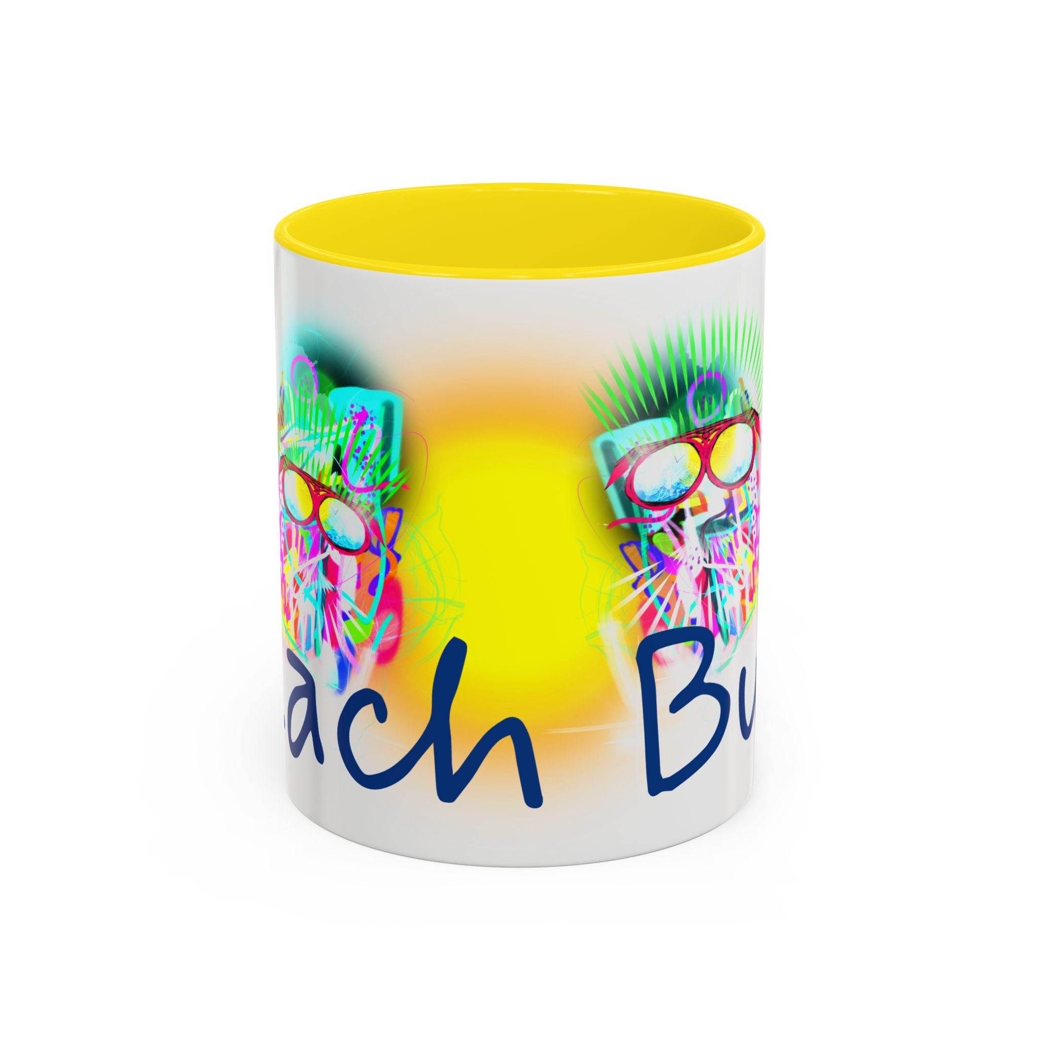 Beach Bum Coffee Mug — Colorful Retro Skull Design (11/15oz)