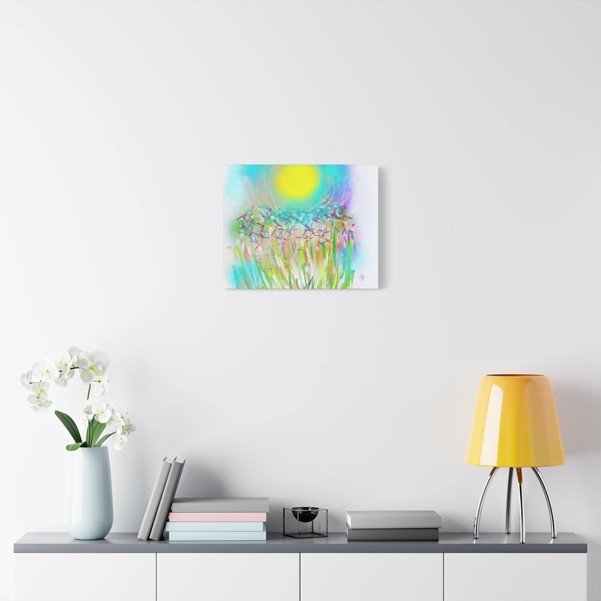 Sunlit Meadow Abstract Canvas Art — Bright Floral Wall Decor