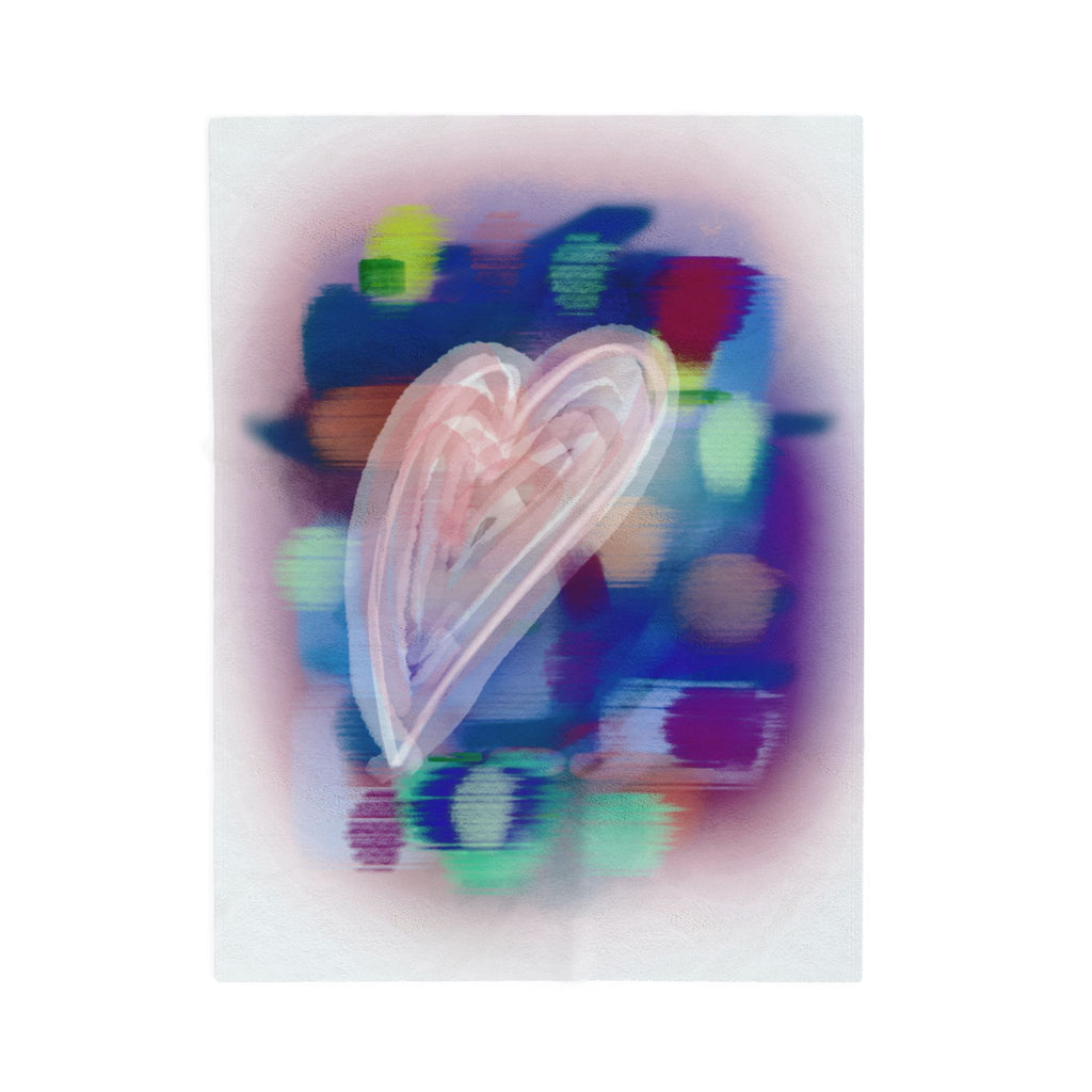 Velveteen Plush Blanket — Dreamy Pastel Heart Abstract Throw