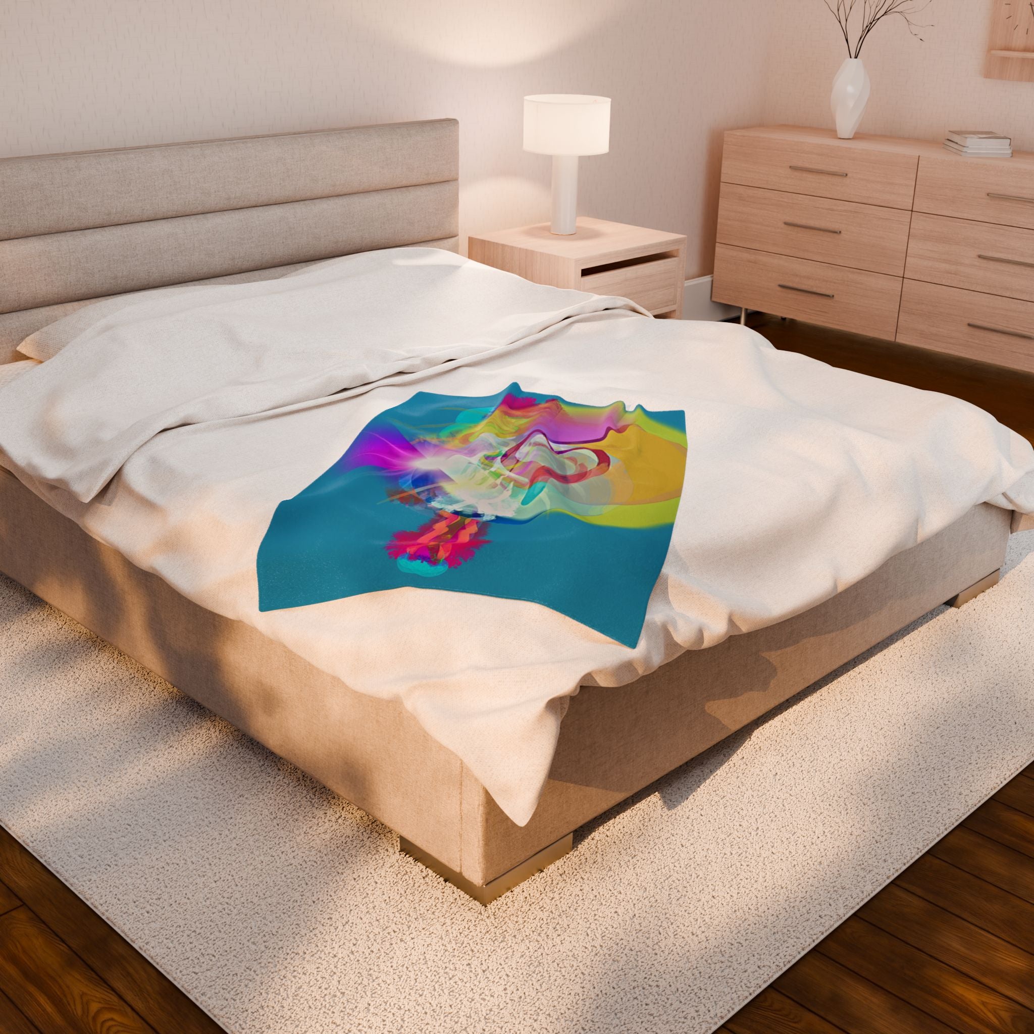 Colorful Heart Dream Velveteen Plush Blanket "God's Love"– Cozy Abstract Love Throw