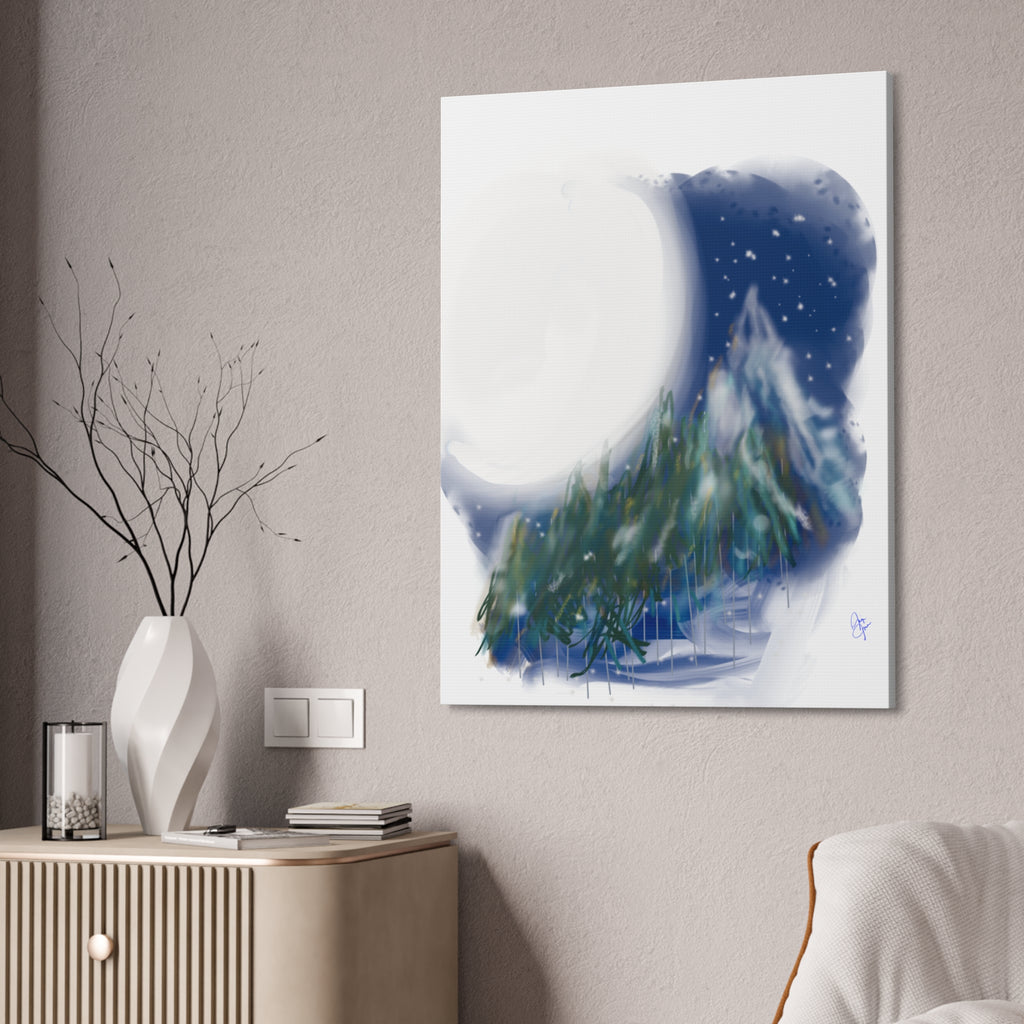 Moonlit Pine Forest Canvas Print — Stretched 1.5"