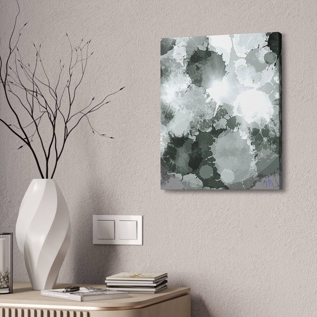 Abstract Gray Ink Splash Canvas