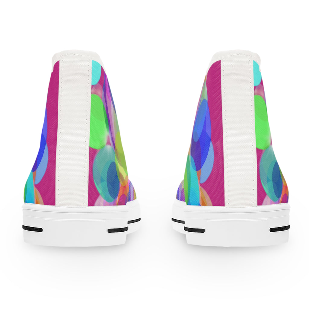 Women's High Top Sneakers — Colorful Bokeh Bubble Pattern
