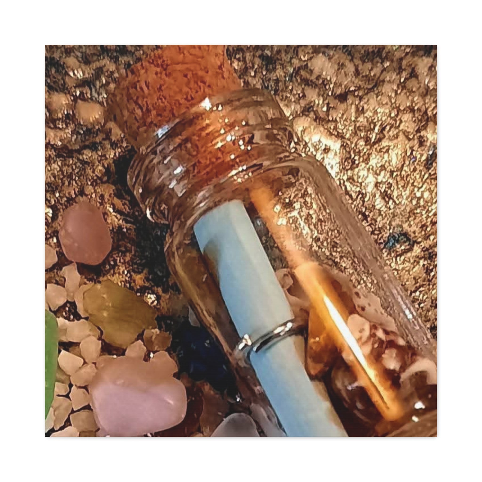 Decorative Matte Canvas Wall Art - Beach-Inspired Message in a Bottle