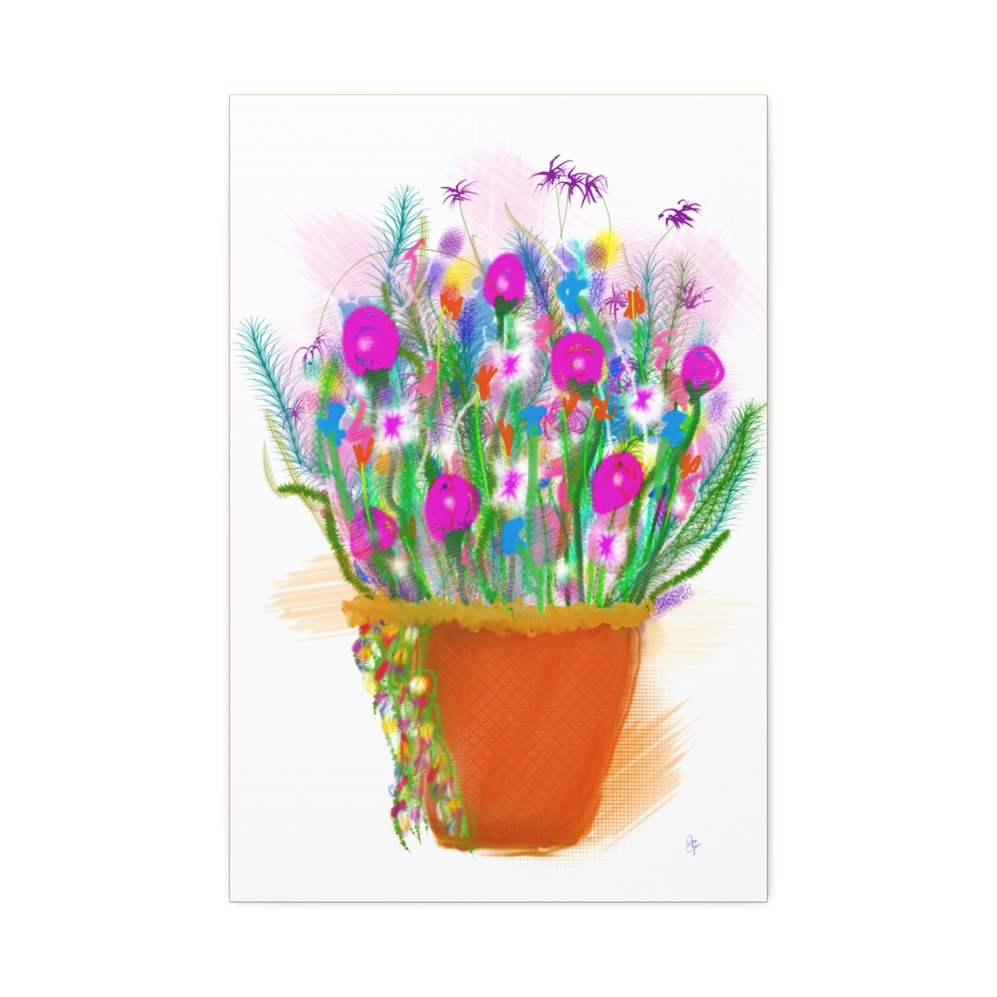 Flowers Brighten Your Day.  Stretched Canvas Wall Art — 1.5" Depth