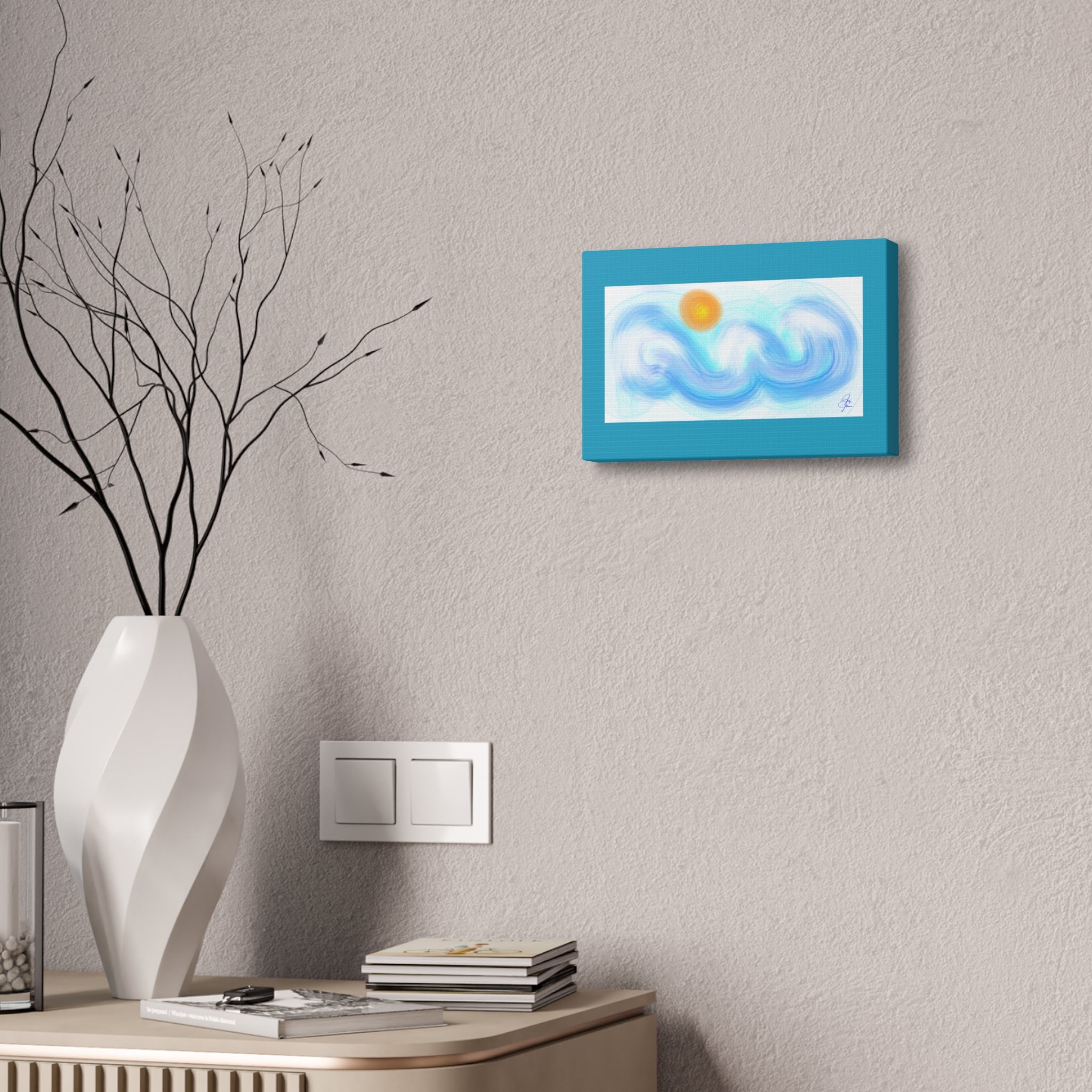 Abstract Ocean Wave Canvas — Turquoise Stretched Wall Art