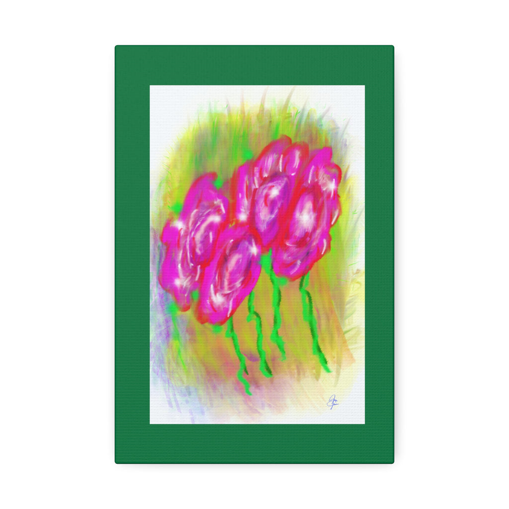 Pink Floral Pop Canvas Art — Stretched 1.5" Wall Print