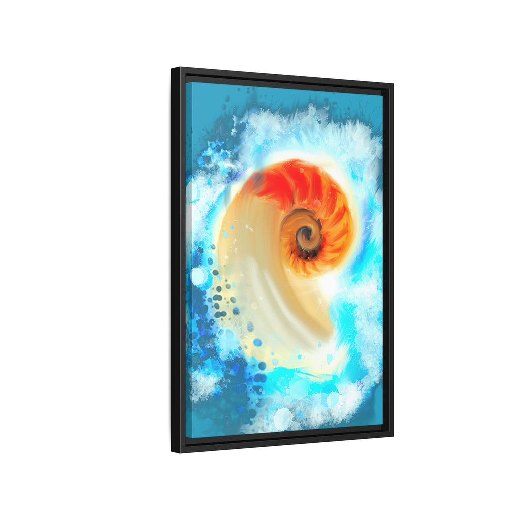 Framed Abstract Spiral Canvas Art — Vibrant Nautical Wave Print