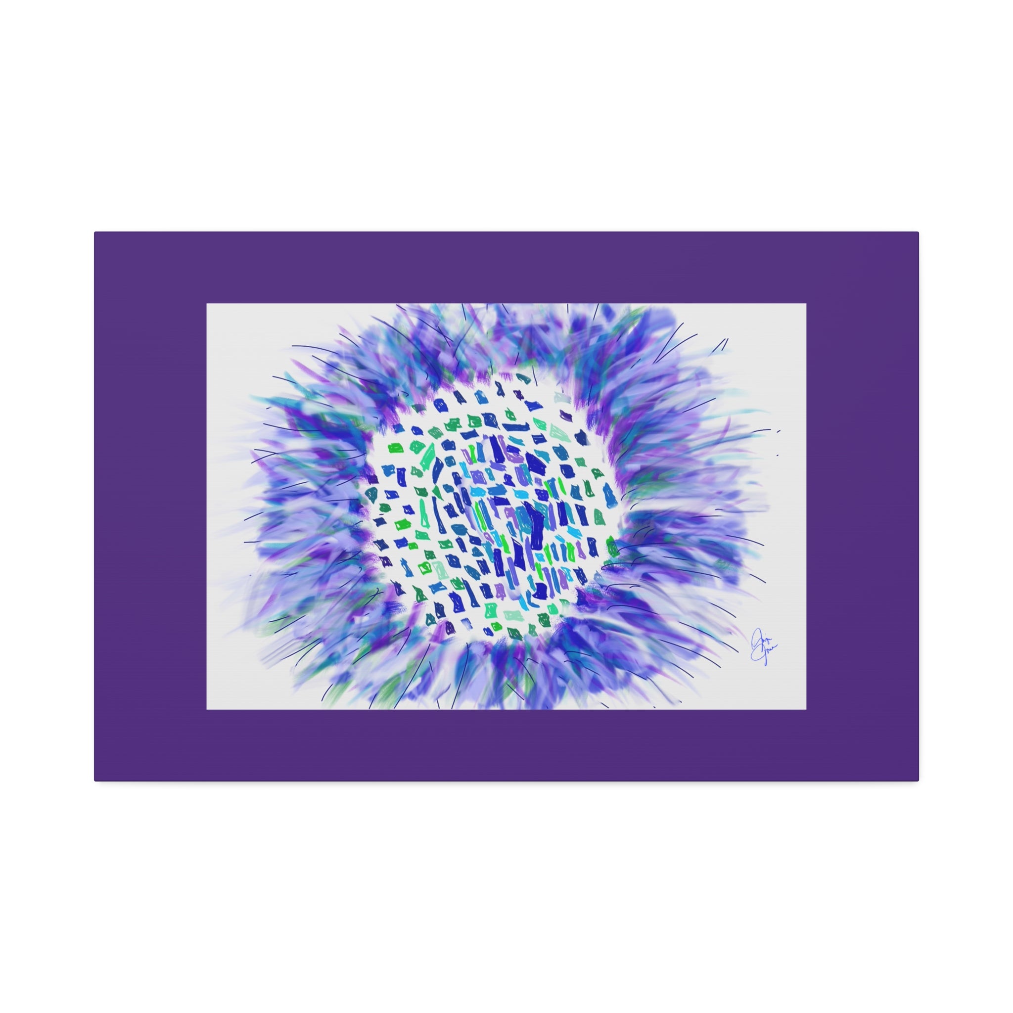 Abstract Blue-Purple Burst Canvas Stretched Art
