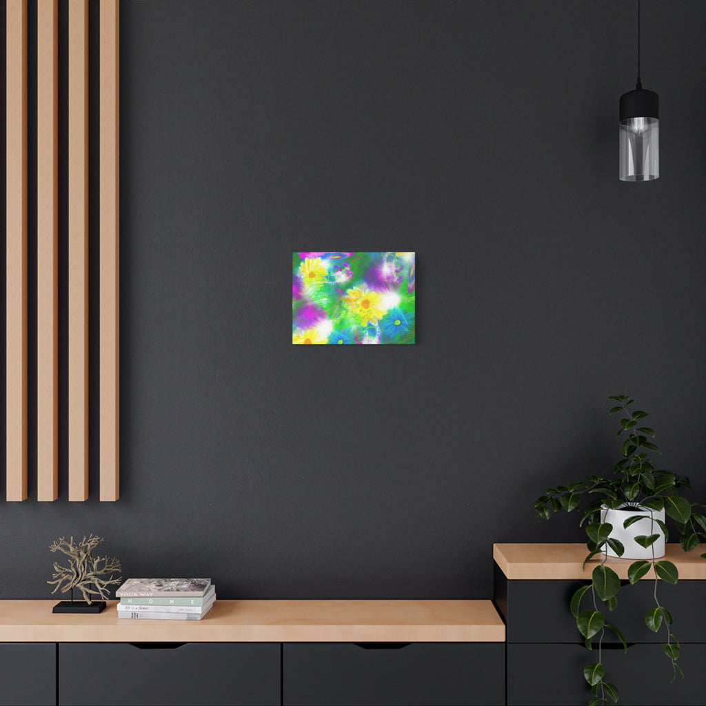 Bright Floral Abstract Matte Canvas Wall Art — Vibrant Daisy Pop