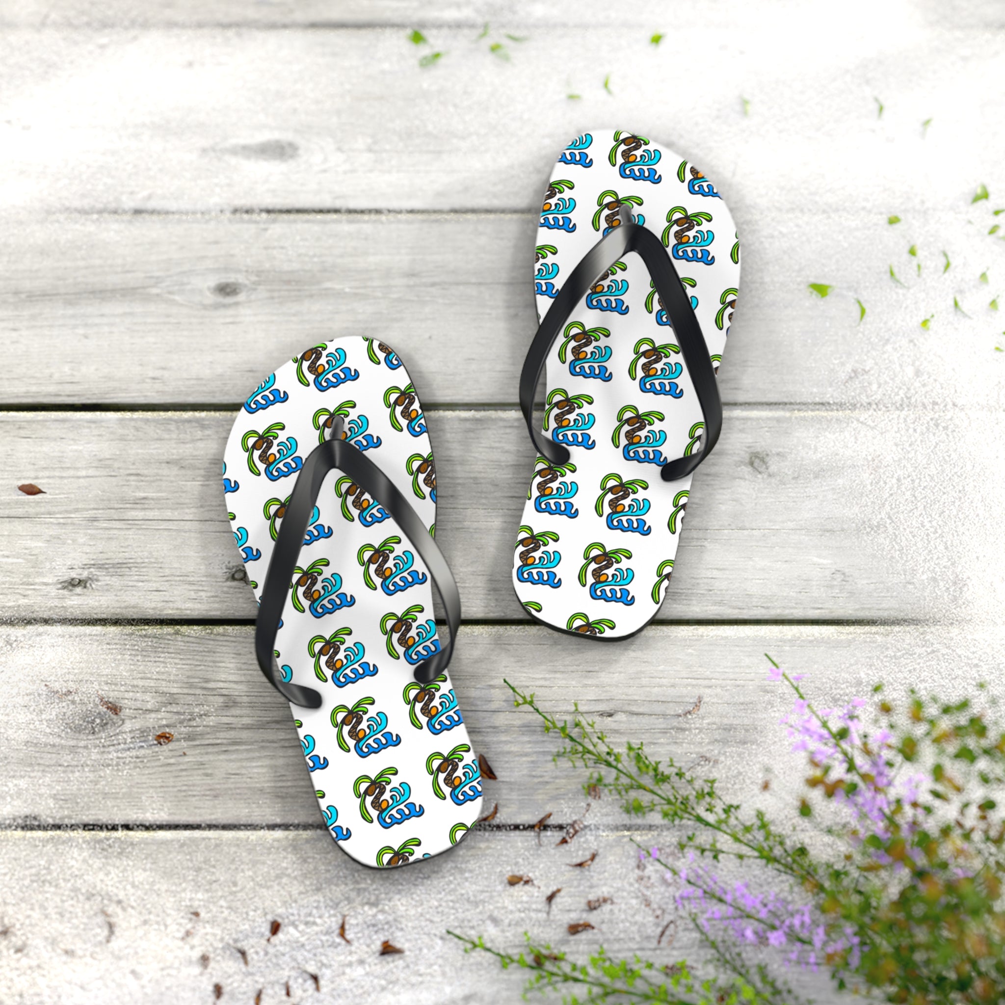 Flip Flops — Tropical Palm Tree Pattern Beach Sandals