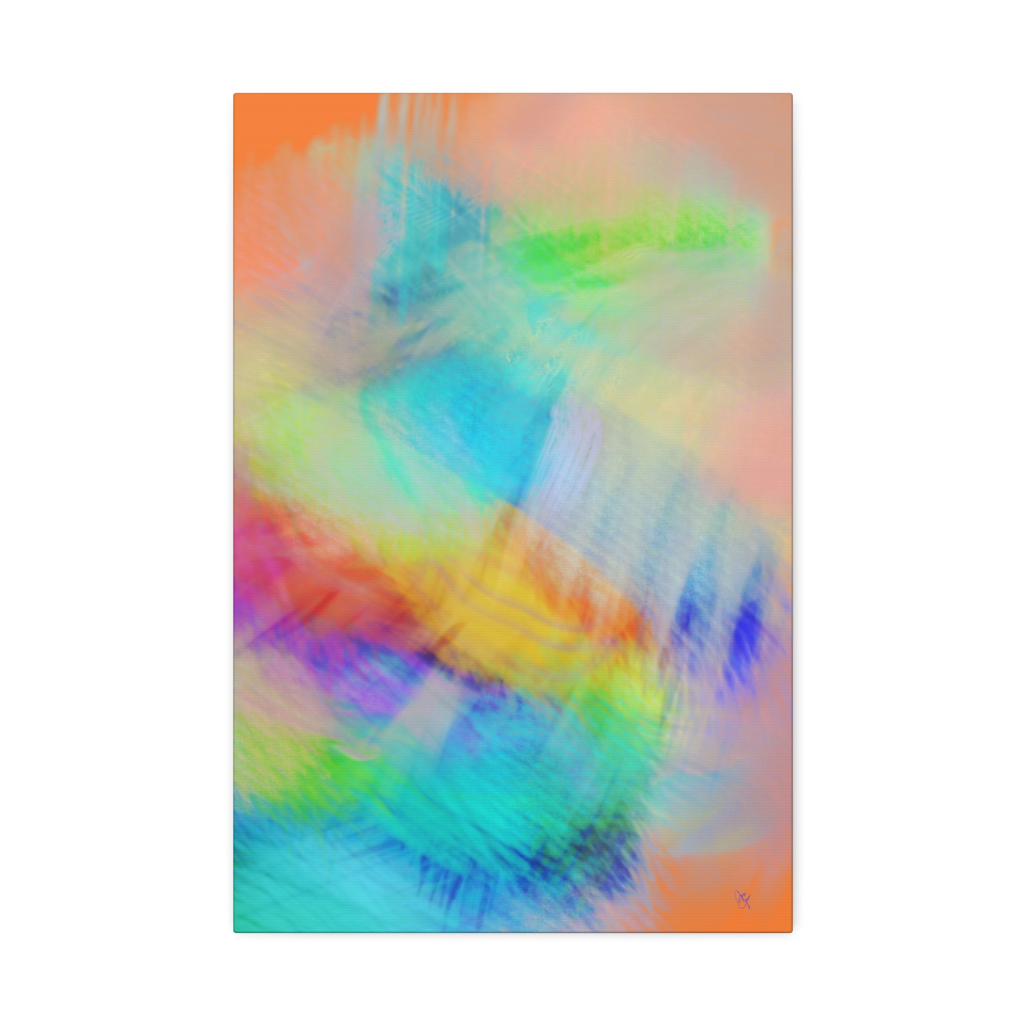 Abstract Pastel Watercolor Canvas Wall Art – Vibrant Rainbow Clouds Stretched Canvas