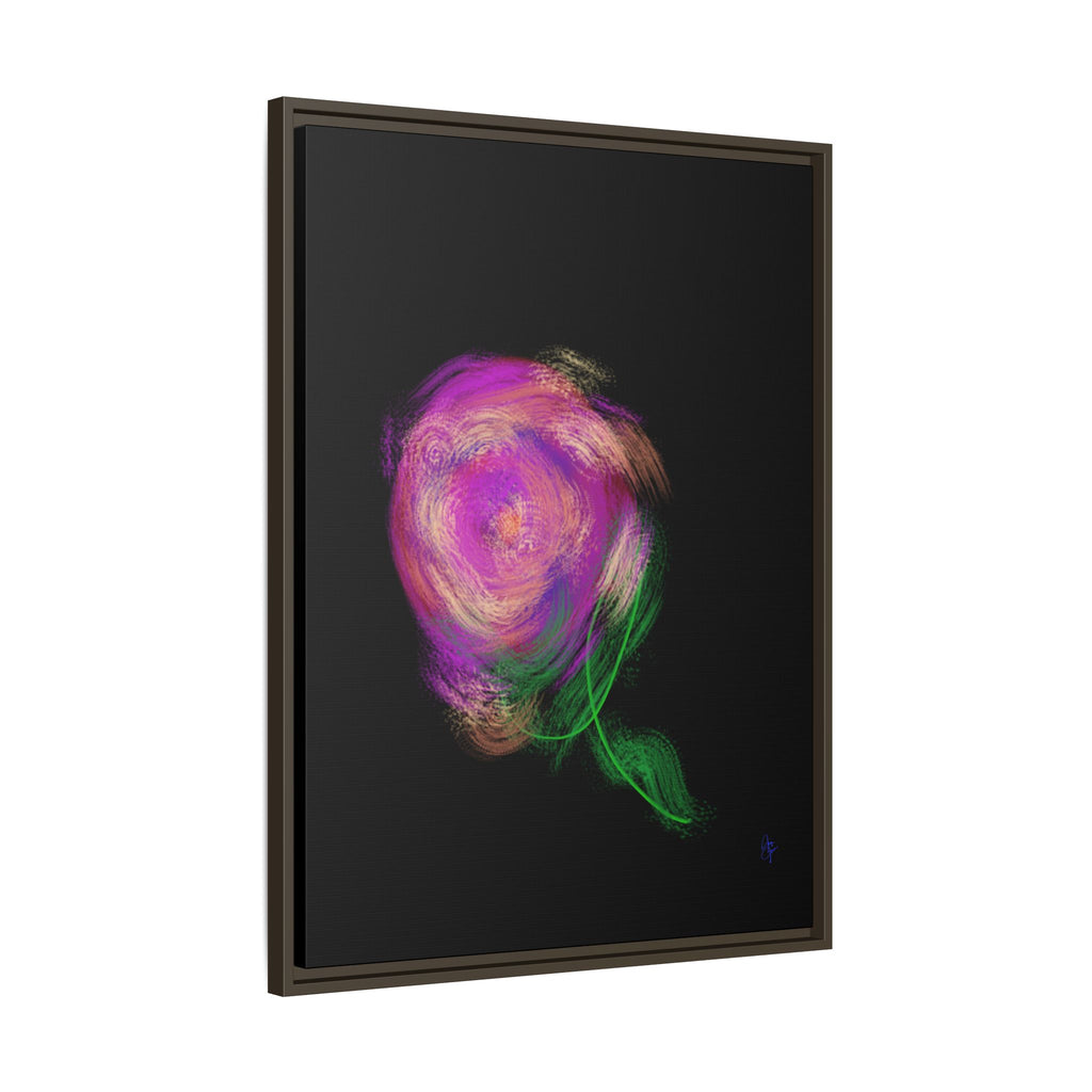 Abstract Rose Swirl Matte Framed Canvas — Multicolor Floral Wall Art