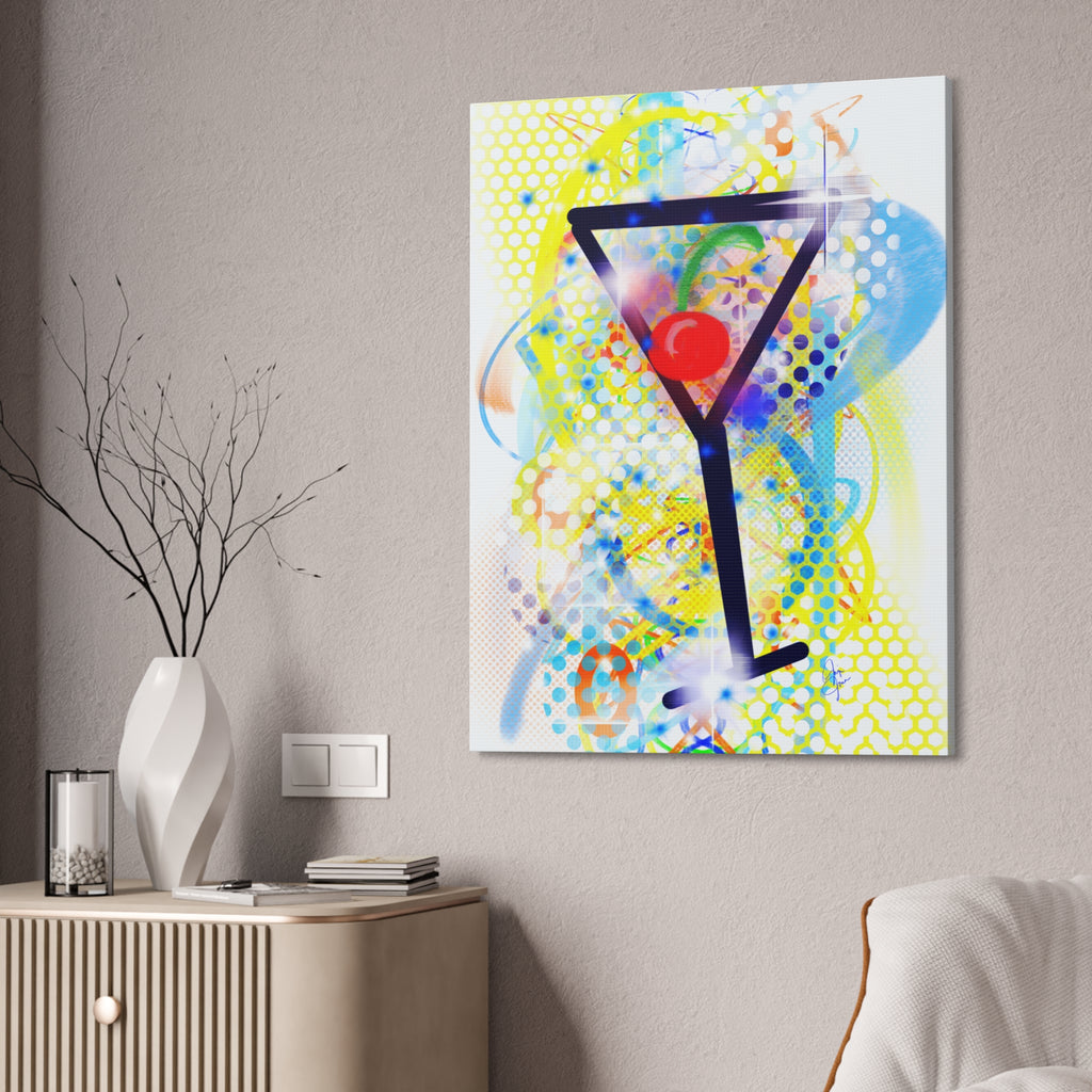 Martini Pop Art Canvas Print — Colorful Cocktail Wall Art (Stretched Canvas 1.5")