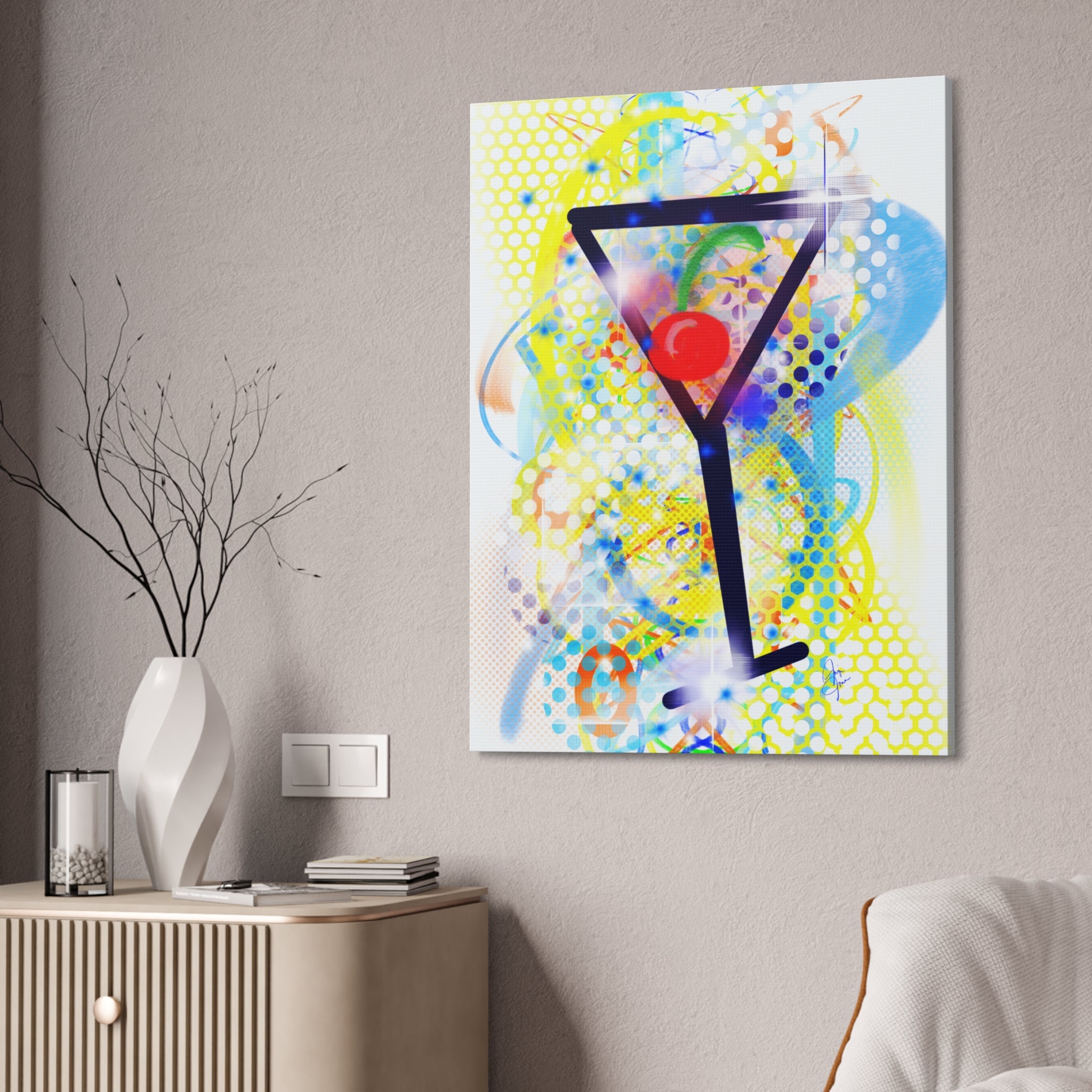 Martini Pop Art Canvas Print — Colorful Cocktail Wall Art (Stretched Canvas 1.5")