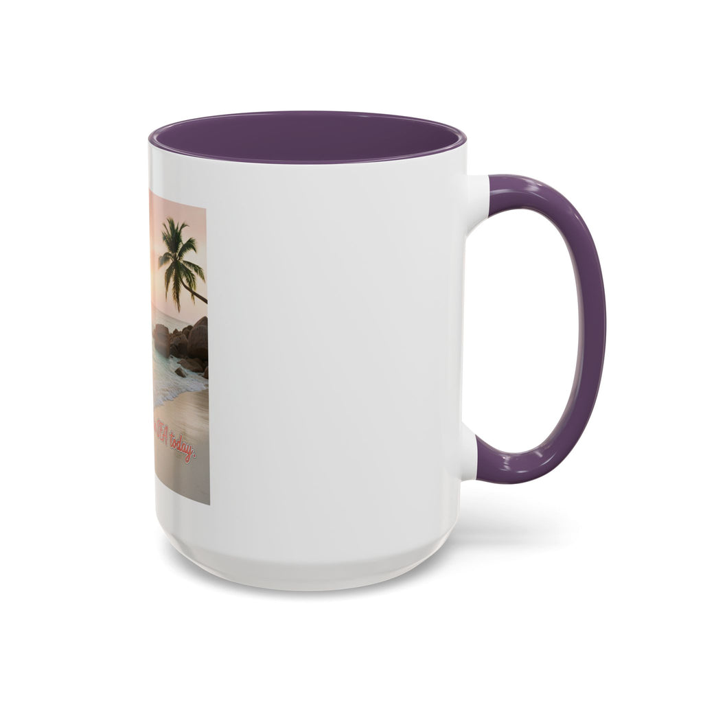Tropical Beach Coffee Mug — Sunset Palm Ocean Accent Mug (11/15 oz)