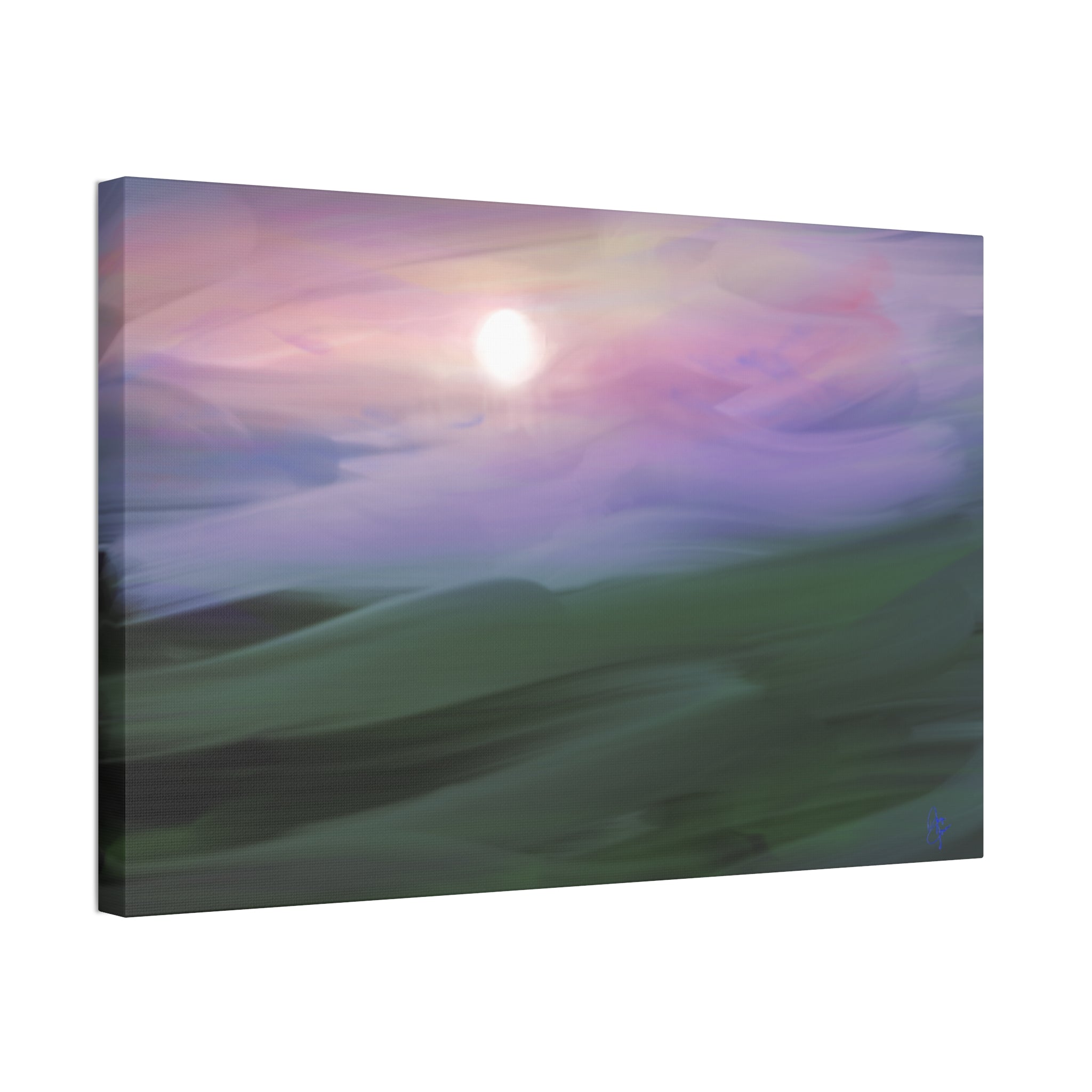 Sunrise Mist Landscape Canvas Print — Serene Pastel Wall Art