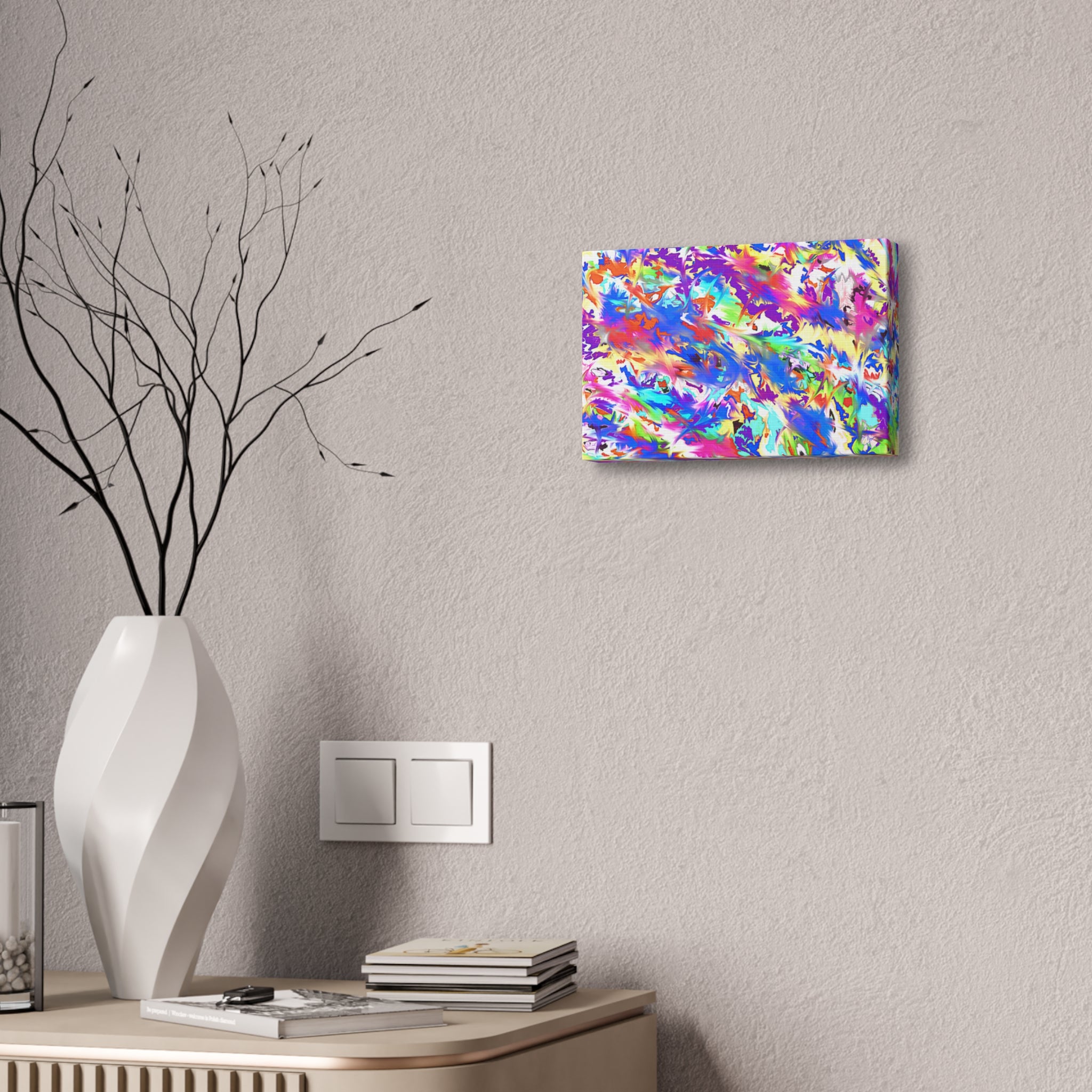 Abstract Rainbow Splash Canvas Print — Colorful Stretched Wall Art (1.5" Edge)