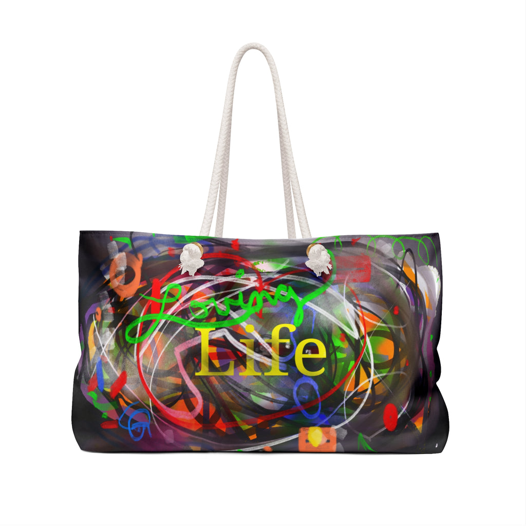 Weekender Bag - 'Living Life' Colorful Abstract Art Travel Tote