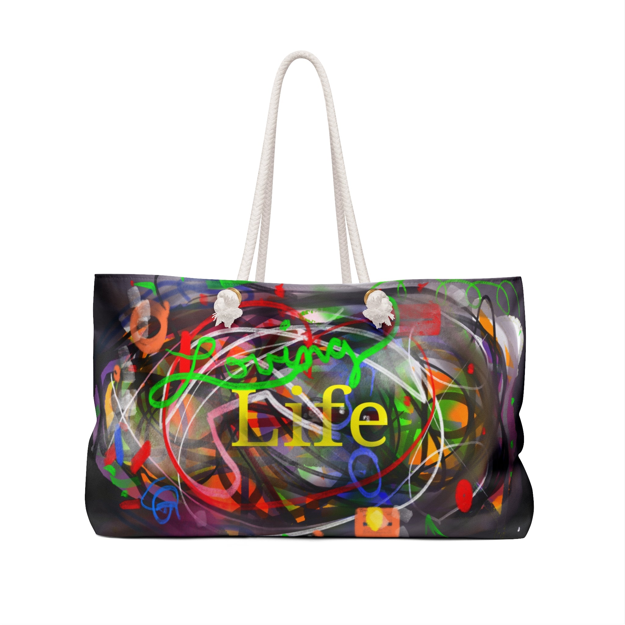 Weekender Bag - 'Living Life' Colorful Abstract Art Travel Tote