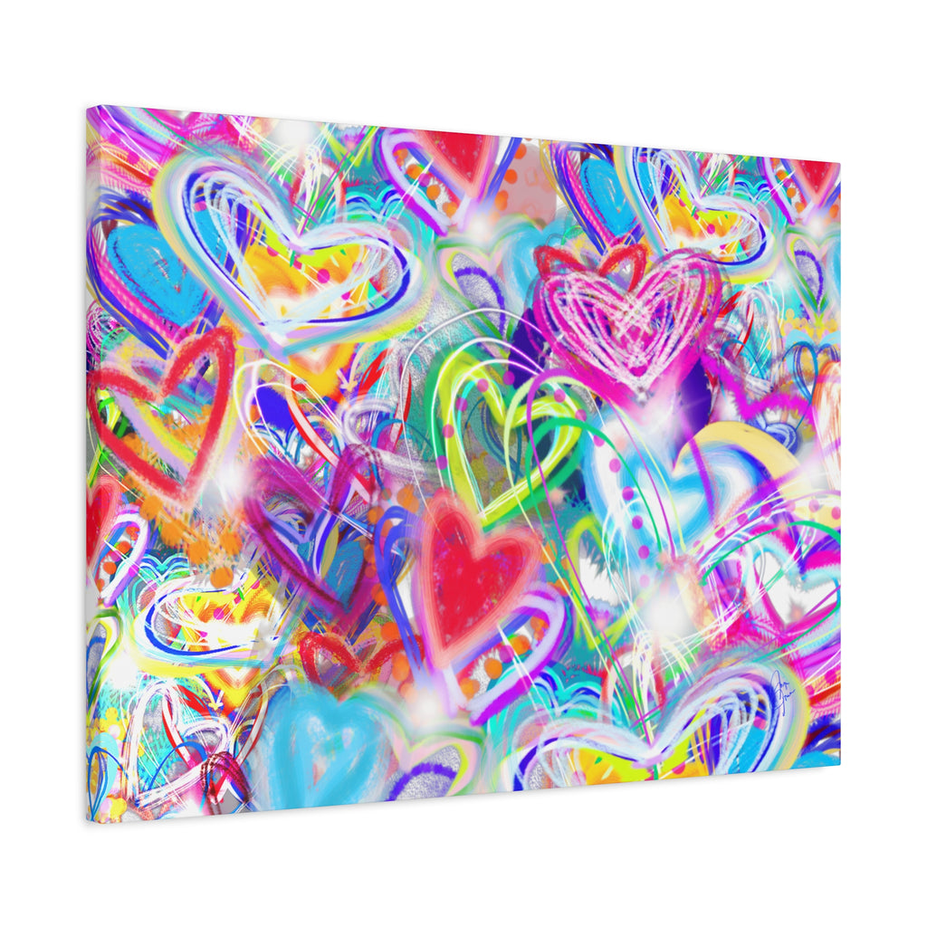 Colorful Heart Graffiti Matte Canvas