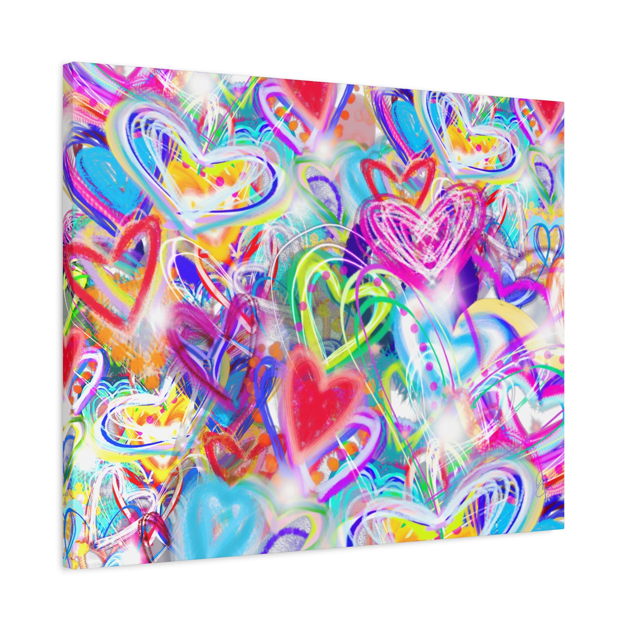 Colorful Heart Graffiti Matte Canvas