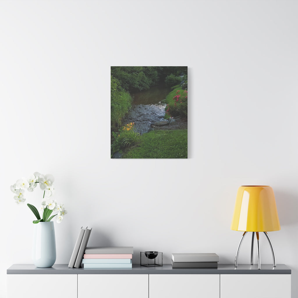 Tranquil Stream Garden — Matte Stretched Canvas Wall Art