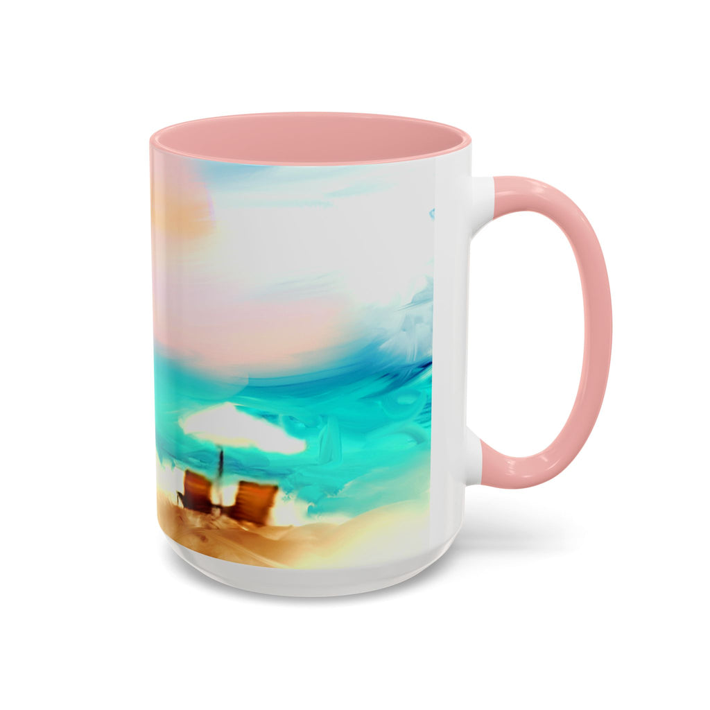 Beach Sunrise Accent Coffee Mug — Tropical Ocean Scene 11/15oz