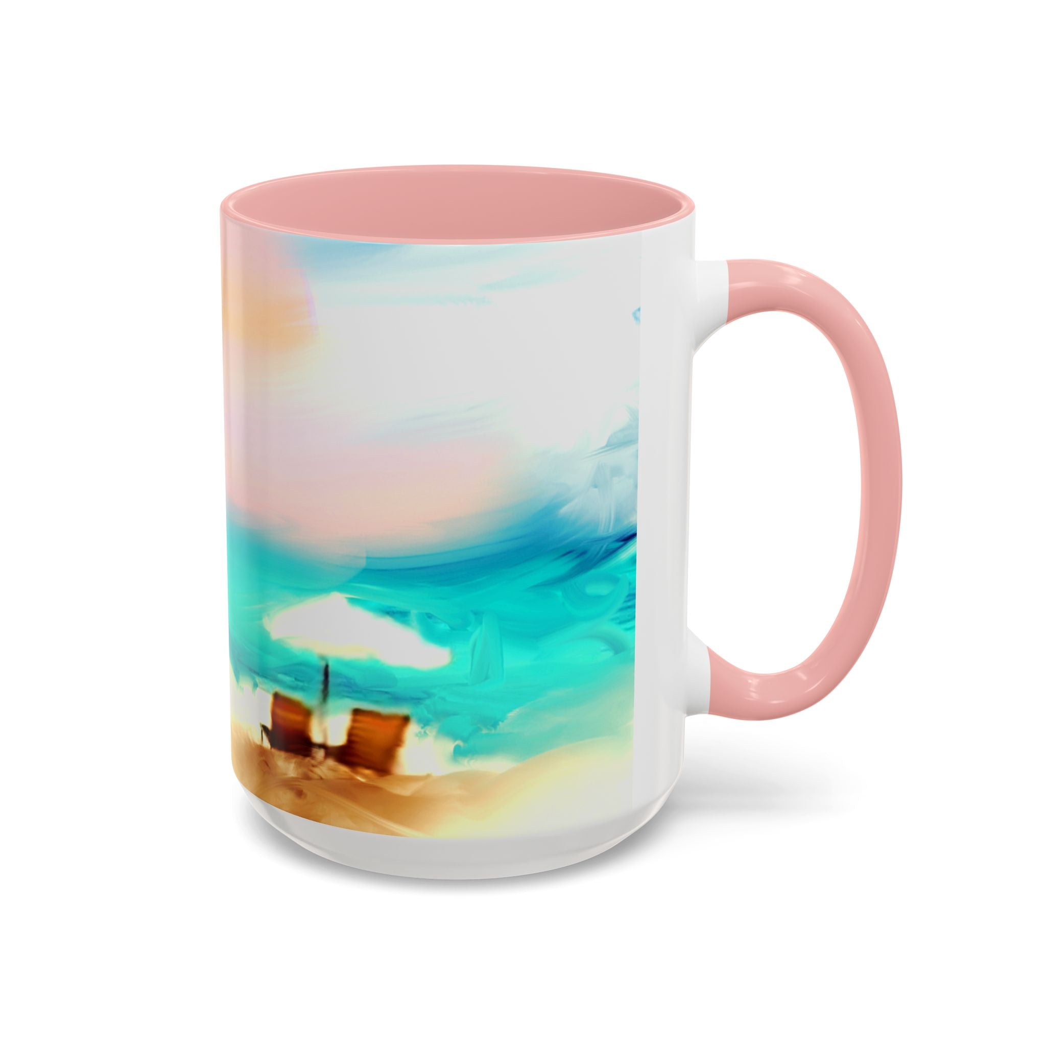 Beach Sunrise Accent Coffee Mug — Tropical Ocean Scene 11/15oz