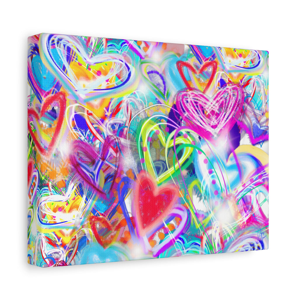 Colorful Heart Graffiti Matte Canvas