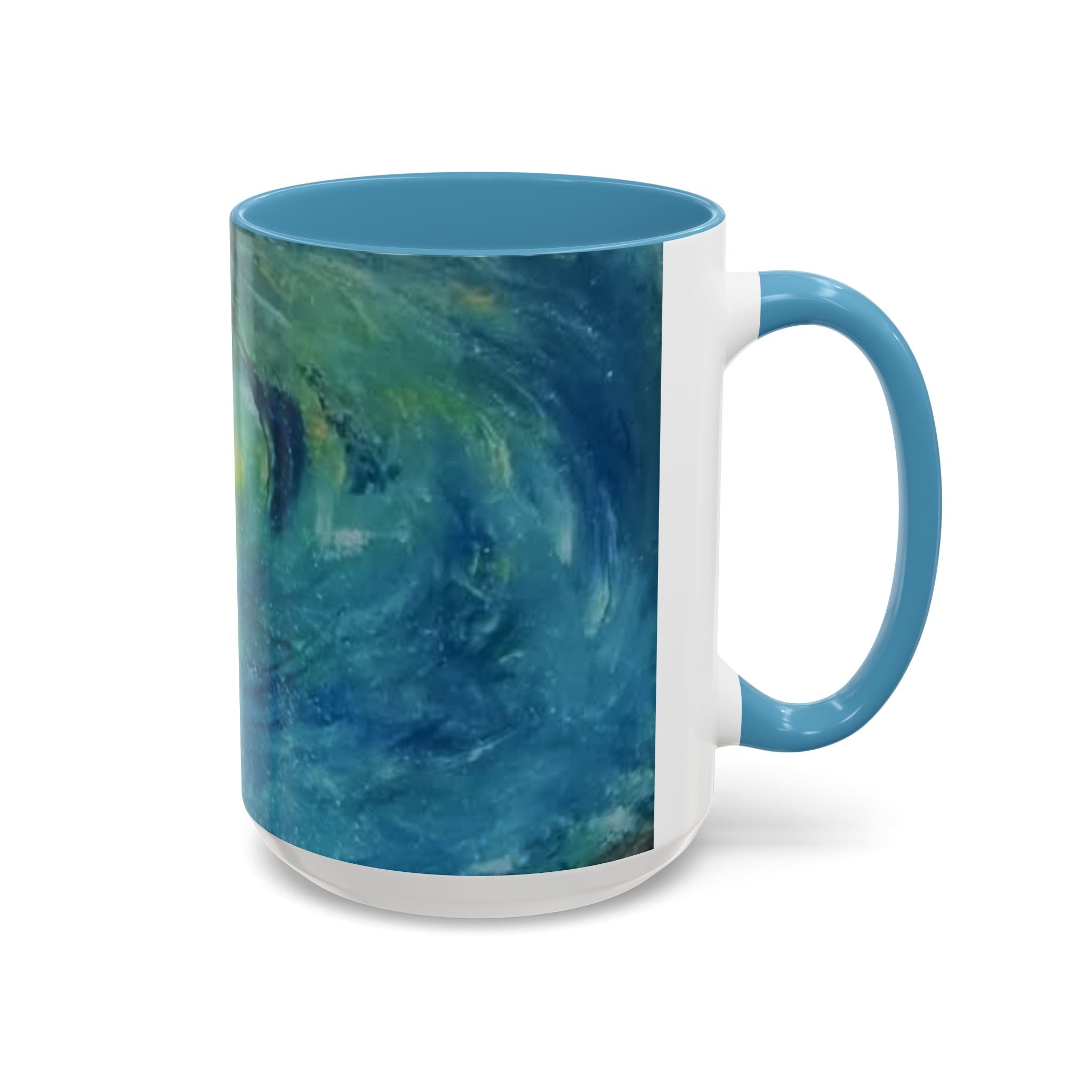 Ocean Wave Art Coffee Mug — Blue/Teal Abstract Accent Mug (11/15oz)