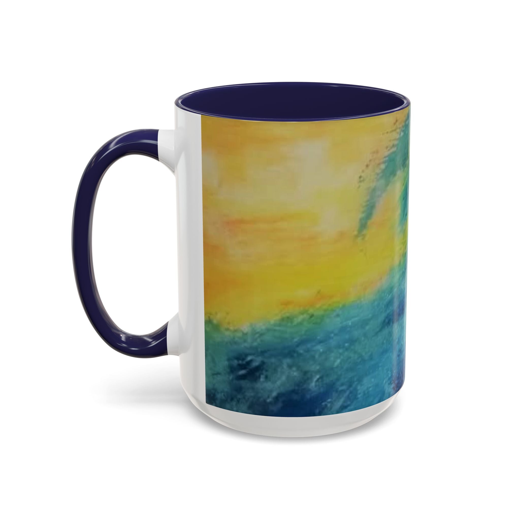 Ocean Wave Art Coffee Mug — Blue/Teal Abstract Accent Mug (11/15oz)