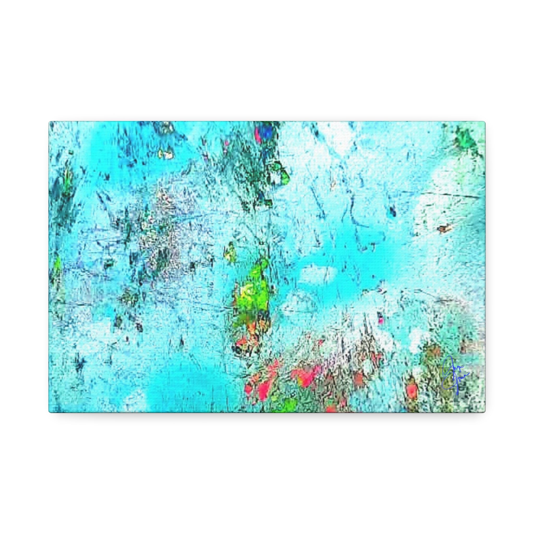 Abstract Aqua Texture Canvas