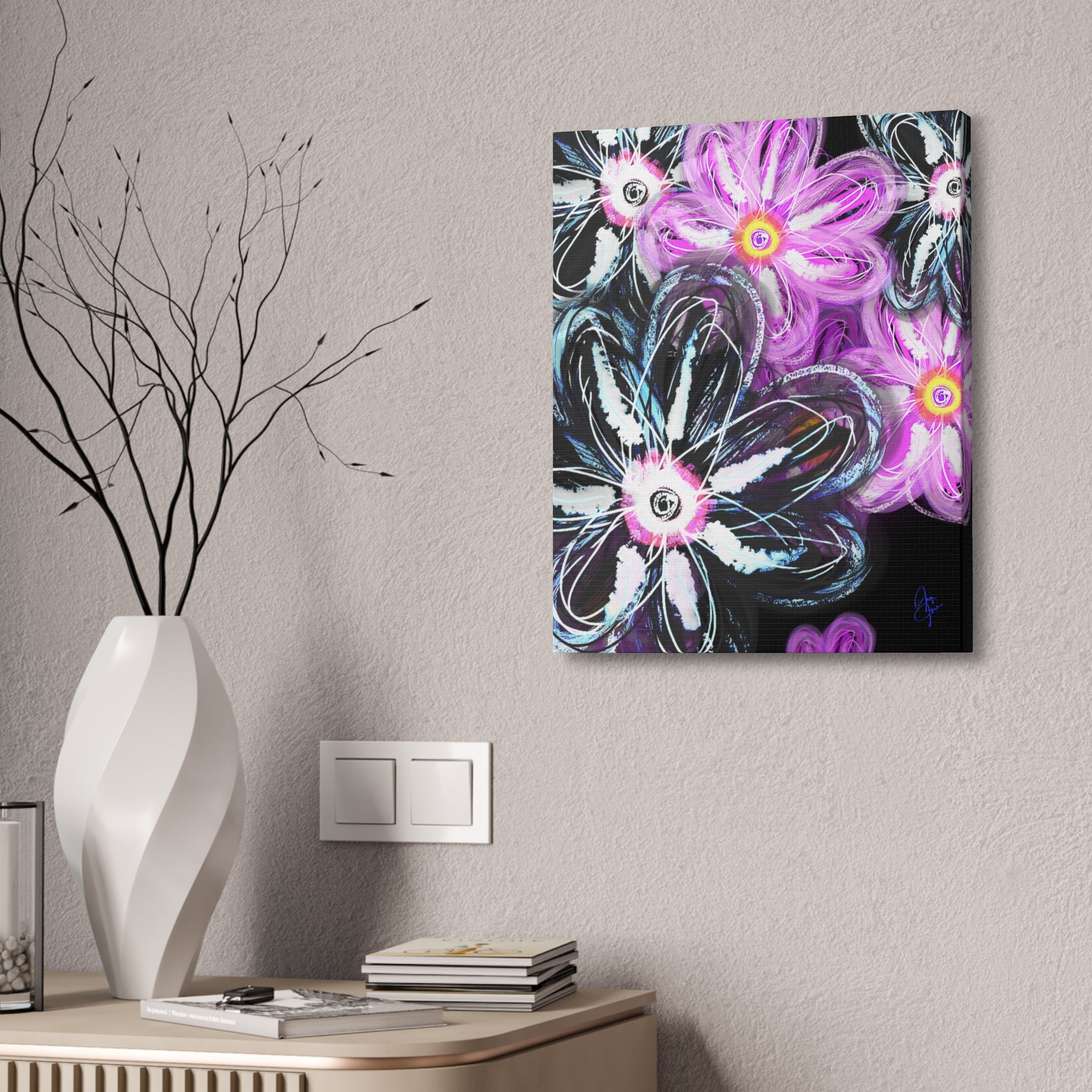 Floral Neon Abstract Canvas